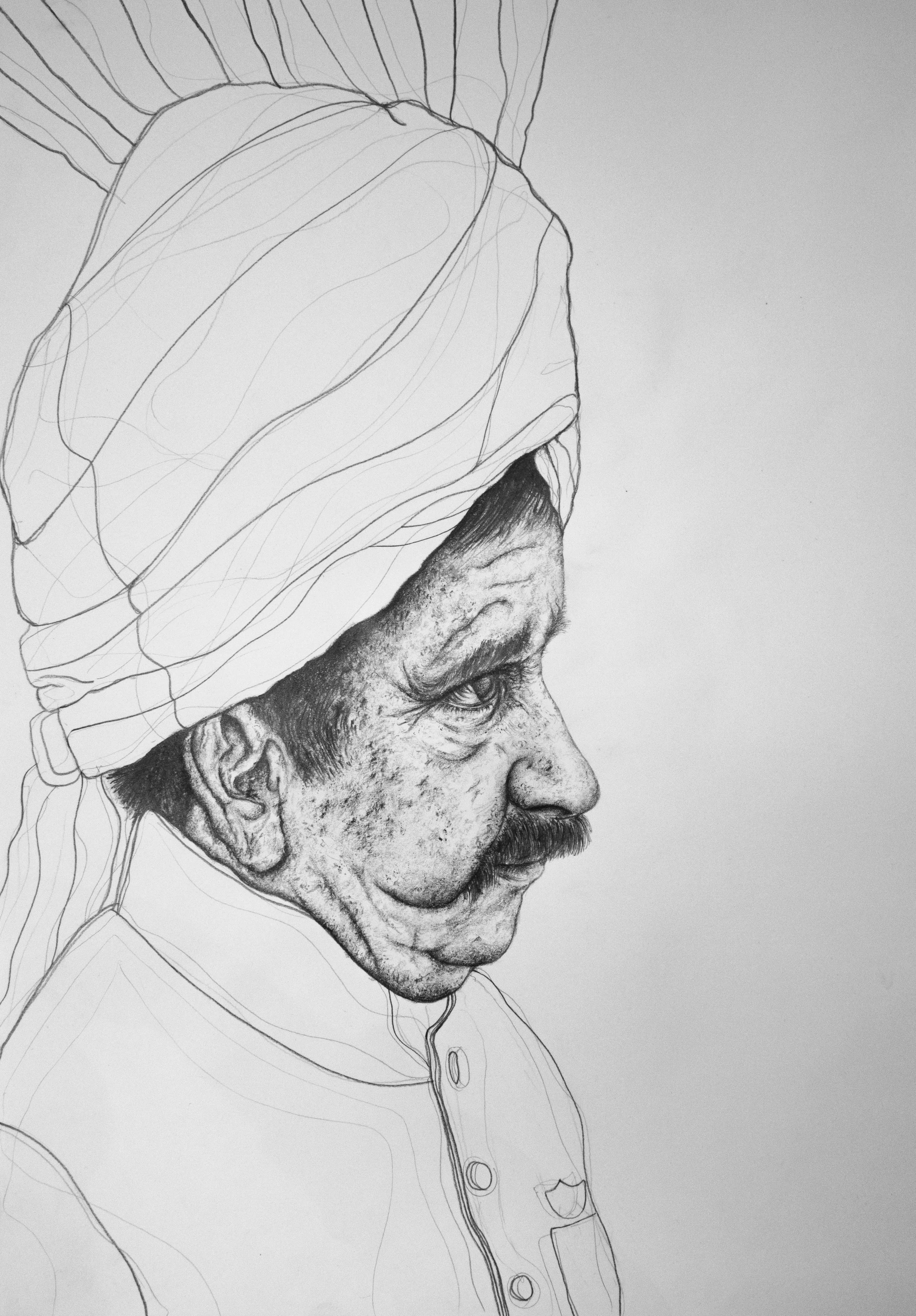  Khidmat gar, 18” x 24”, pencil on paper, 2018 