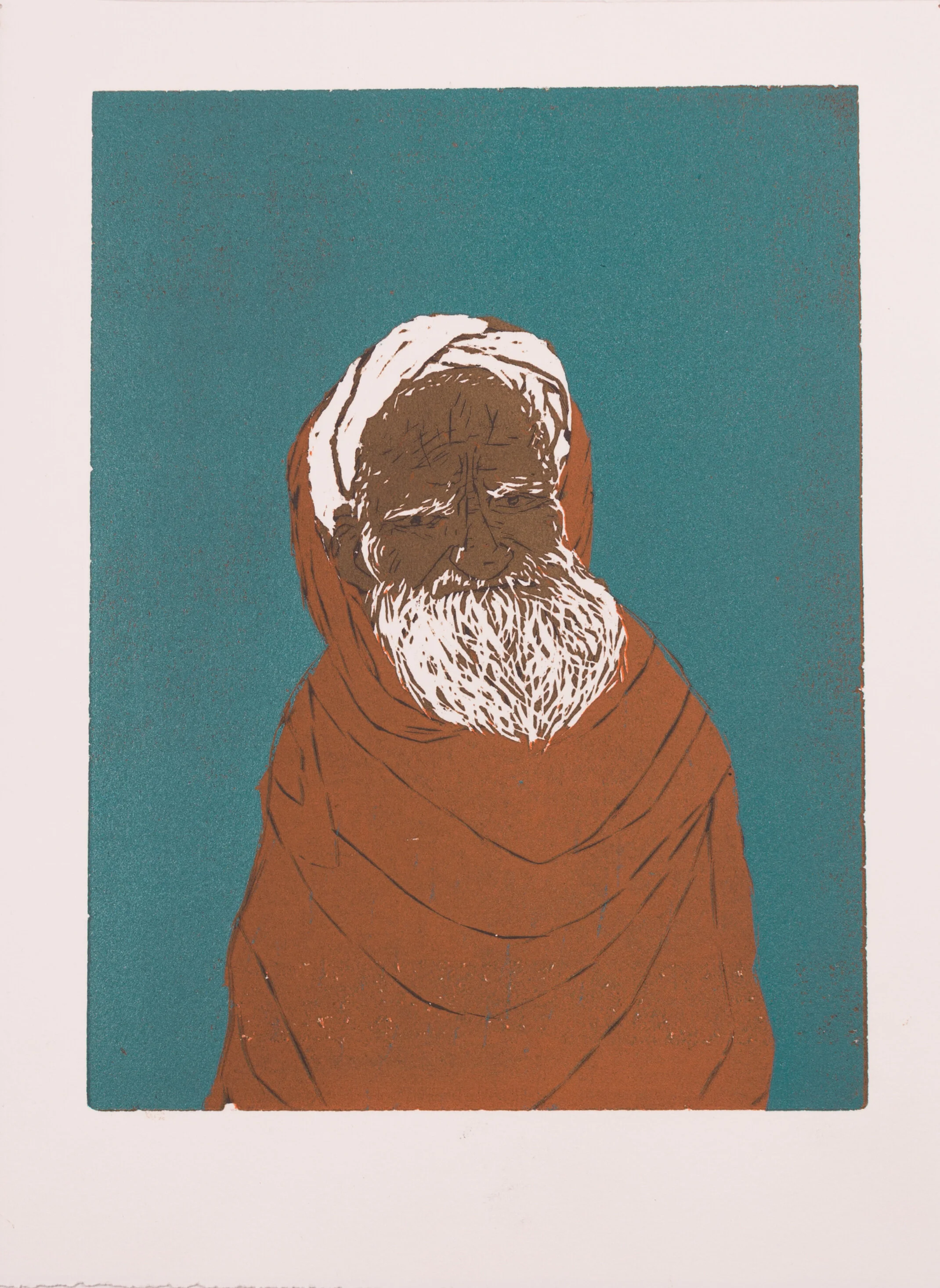 Portrait of an Old Man, reduction woodcut print, 15.5_ x 11.5_, 2019, Aiza Ahmed .jpg
