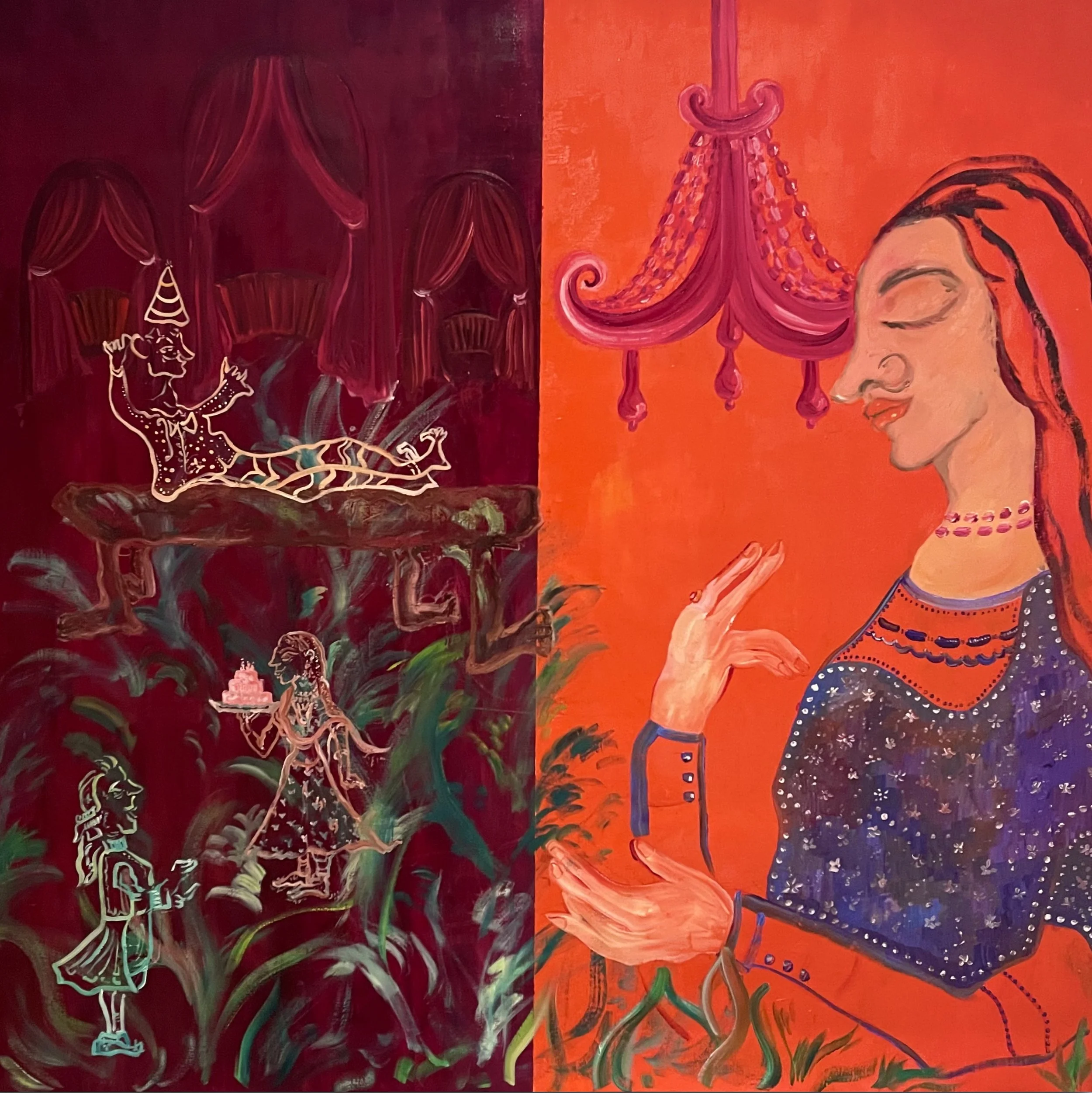  Where’s the cake?, oil on canvas, 36 x 36 inches, 2021 