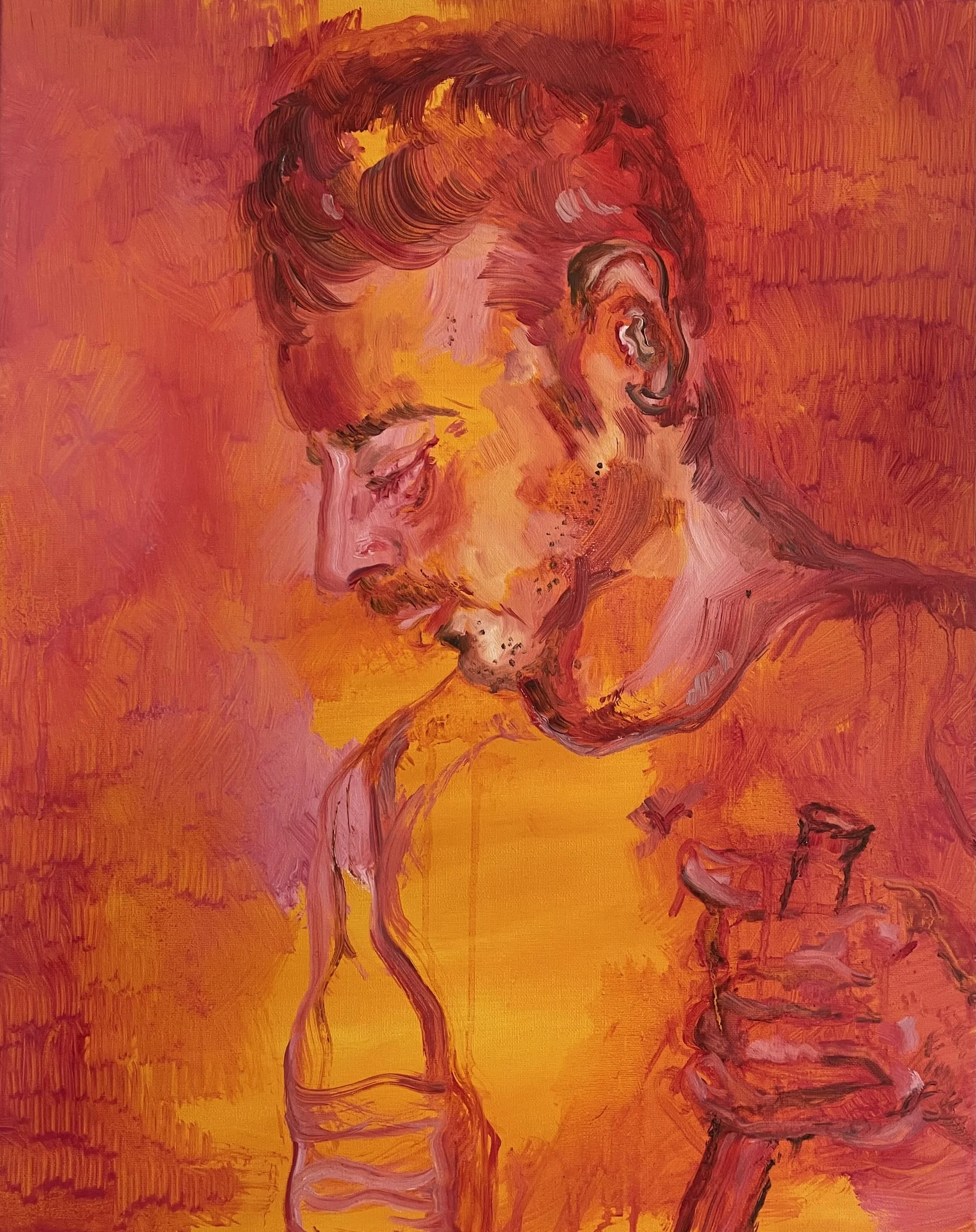  Sweeping through life, 15.5 x 20 inches, oil on canvas, 2022 