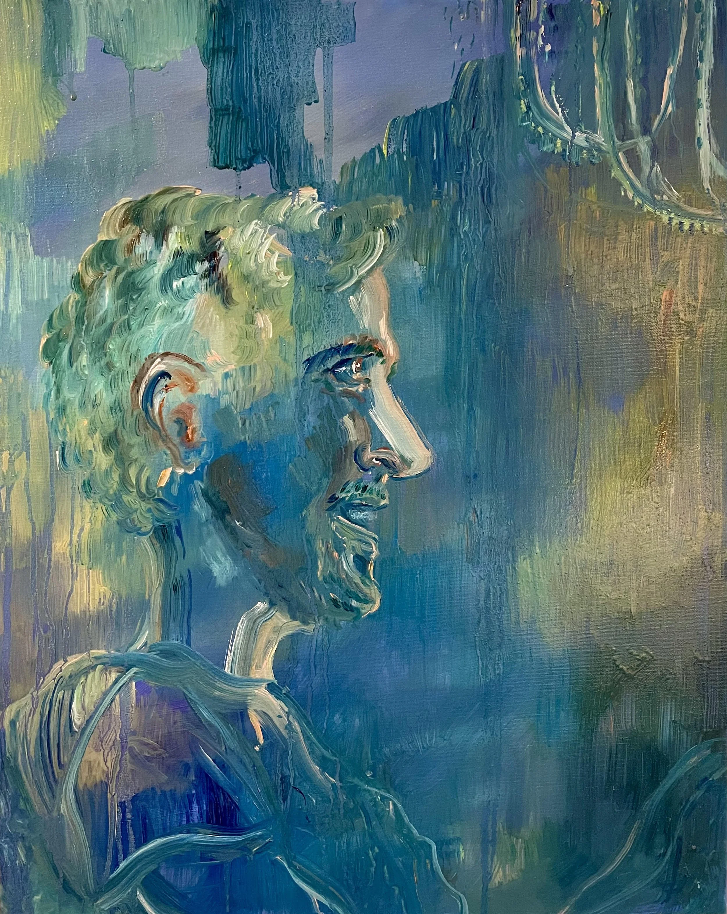  Untitled (Blue boy), 15.5 x 20 inches, oil on canvas, 2022 