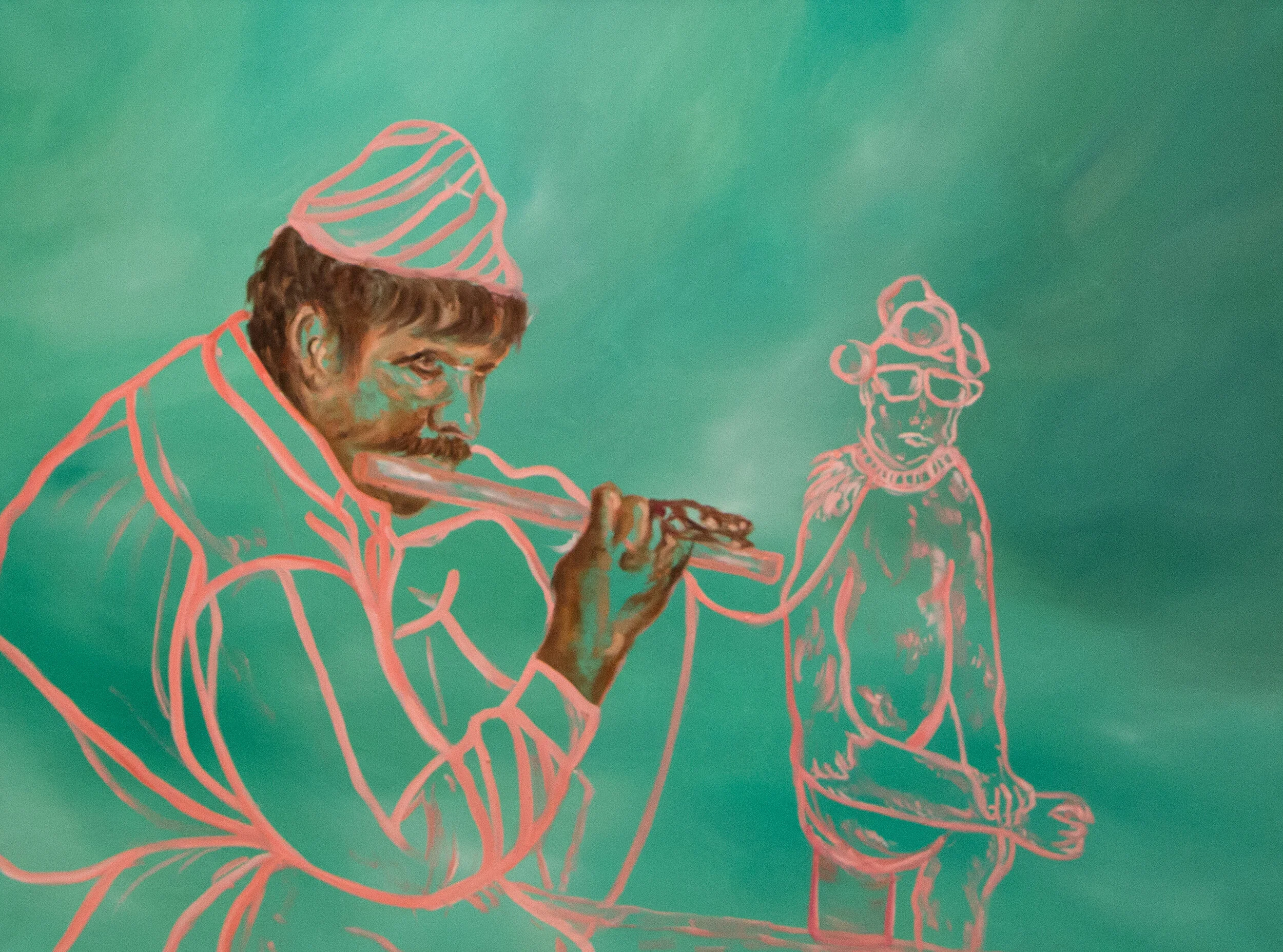  Bandar-wala (Monkey Man), 30” x 40”, oil on canvas, 2019  