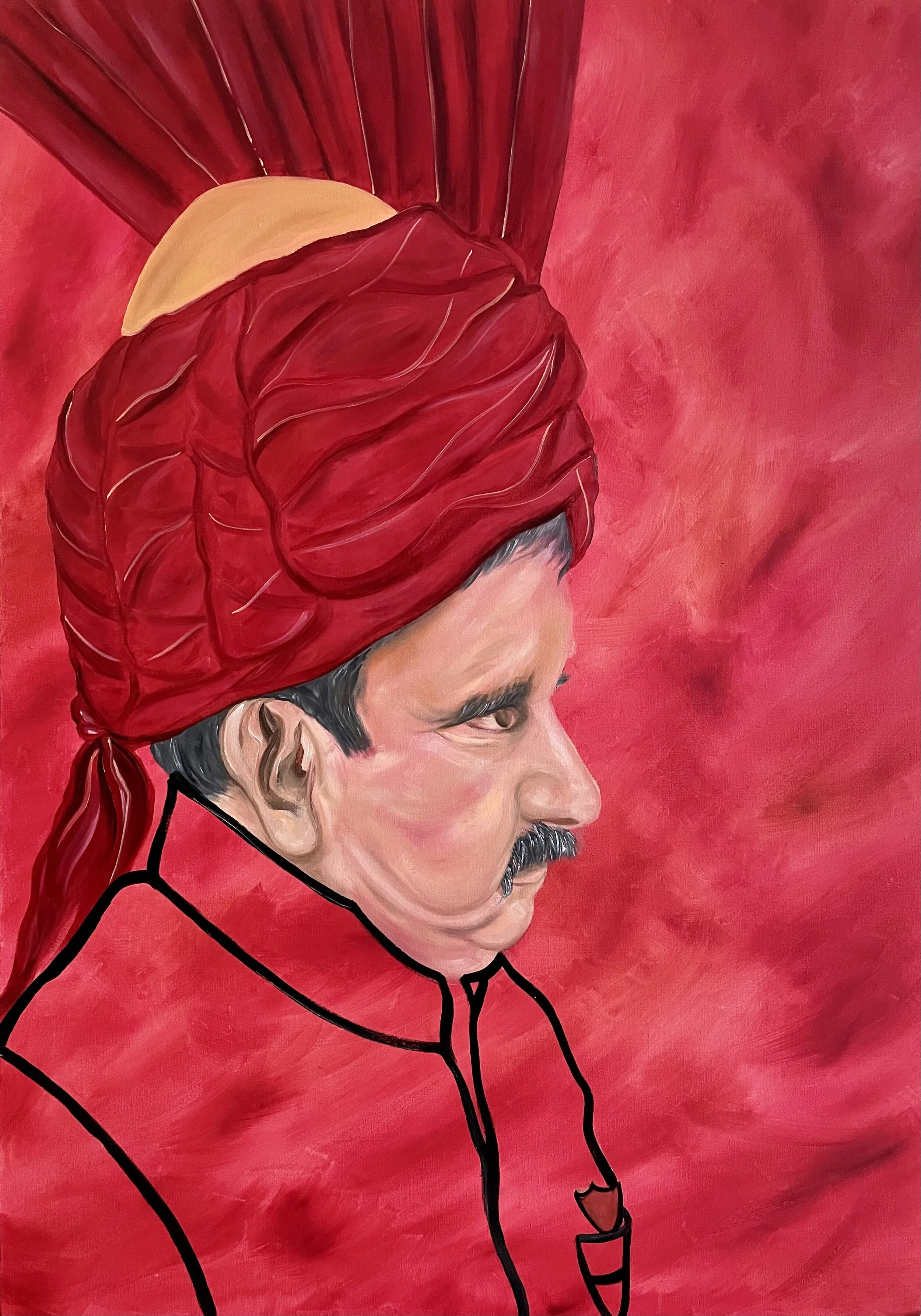  Darbaan (Guard), oil on canvas, 28” x 40”, 2021 