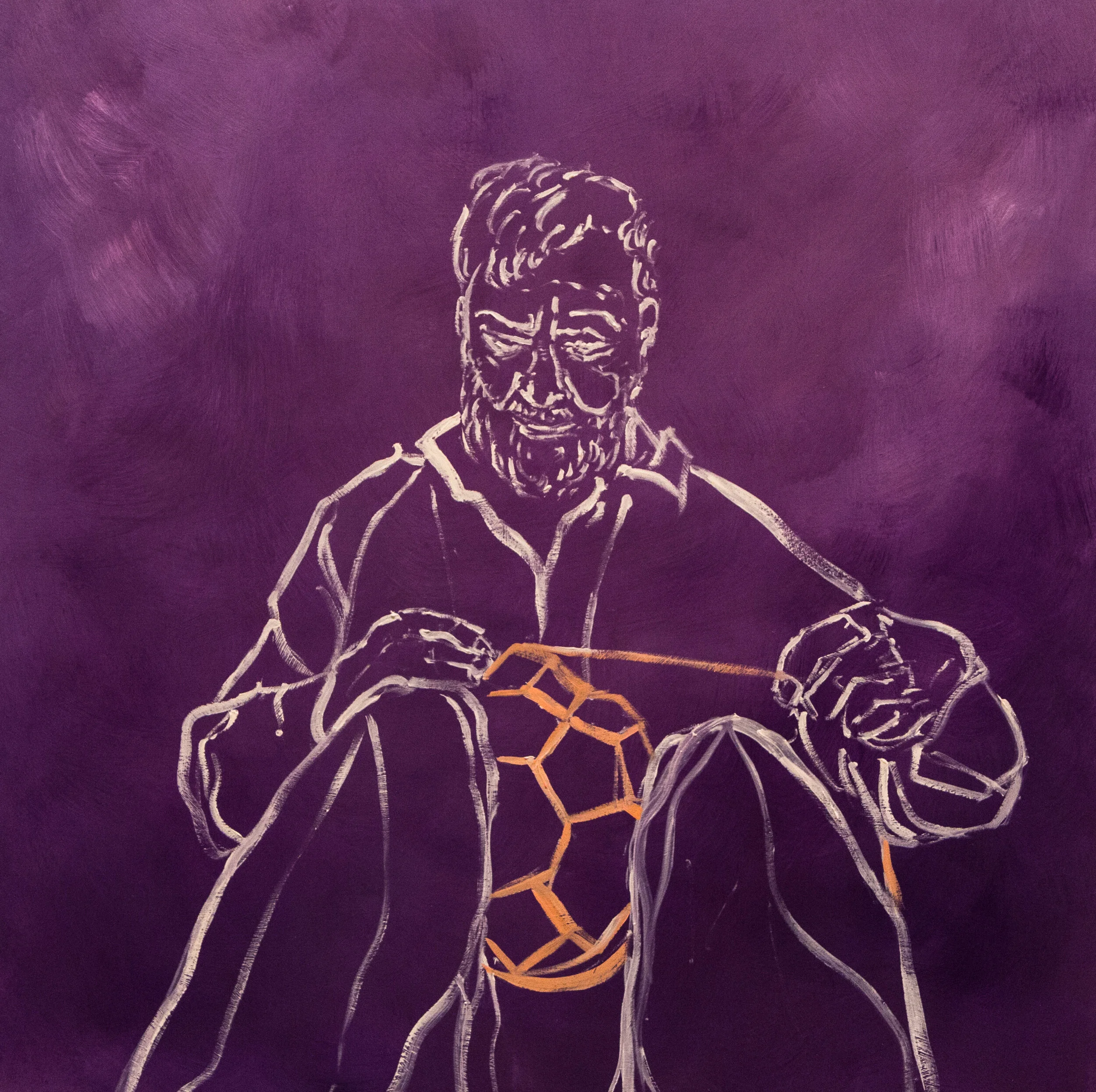  Football-wala (Football maker), 14” x 14”, oil on panel, 2019 