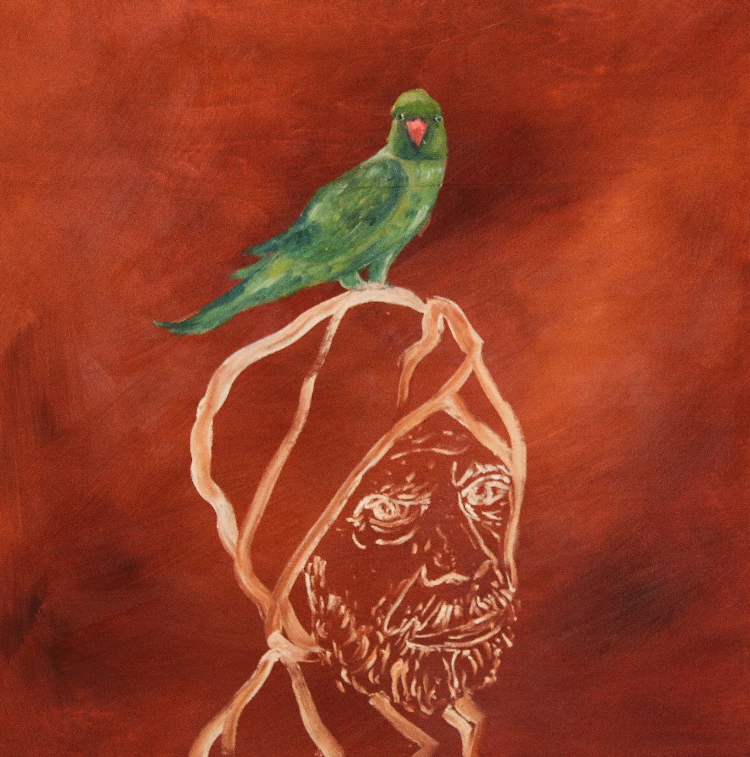  Totay-wala (Parrot Man), 14” x 14”, oil on panel, 2019   