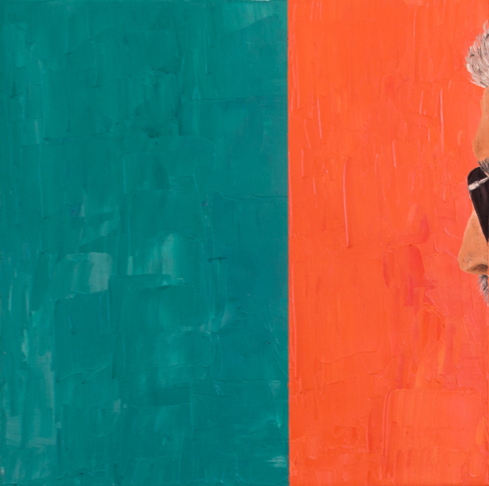  Lurking #3, 14” x 14”, oil and acrylic on canvas, 2019 