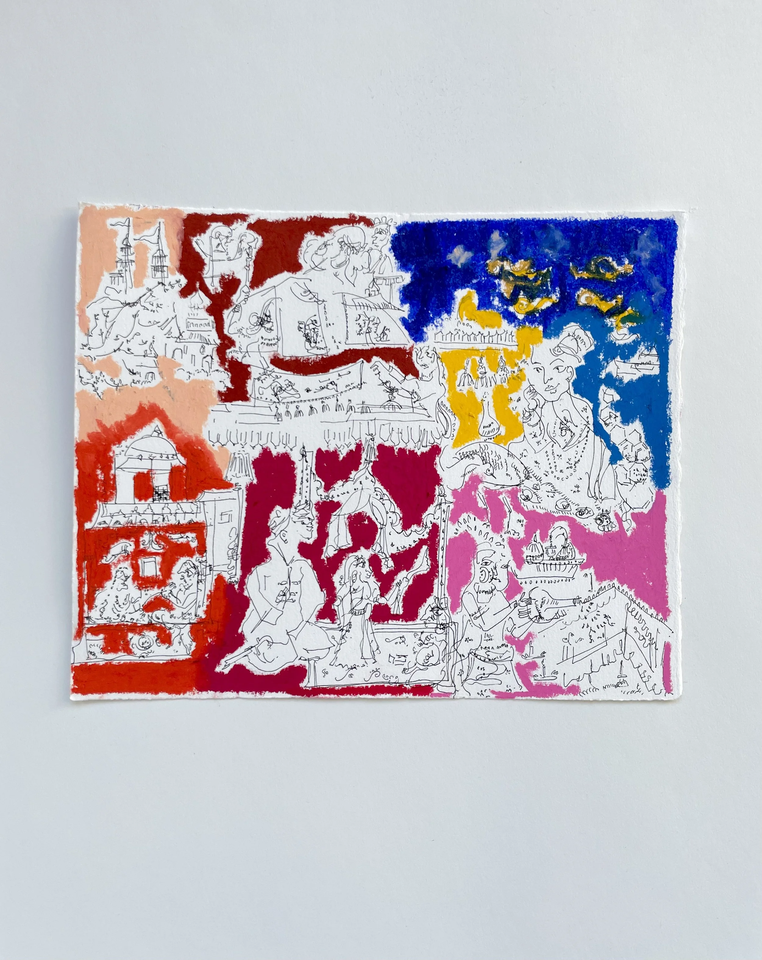  8.5” x 10.5”, pen and oil pastel on paper, 2022 