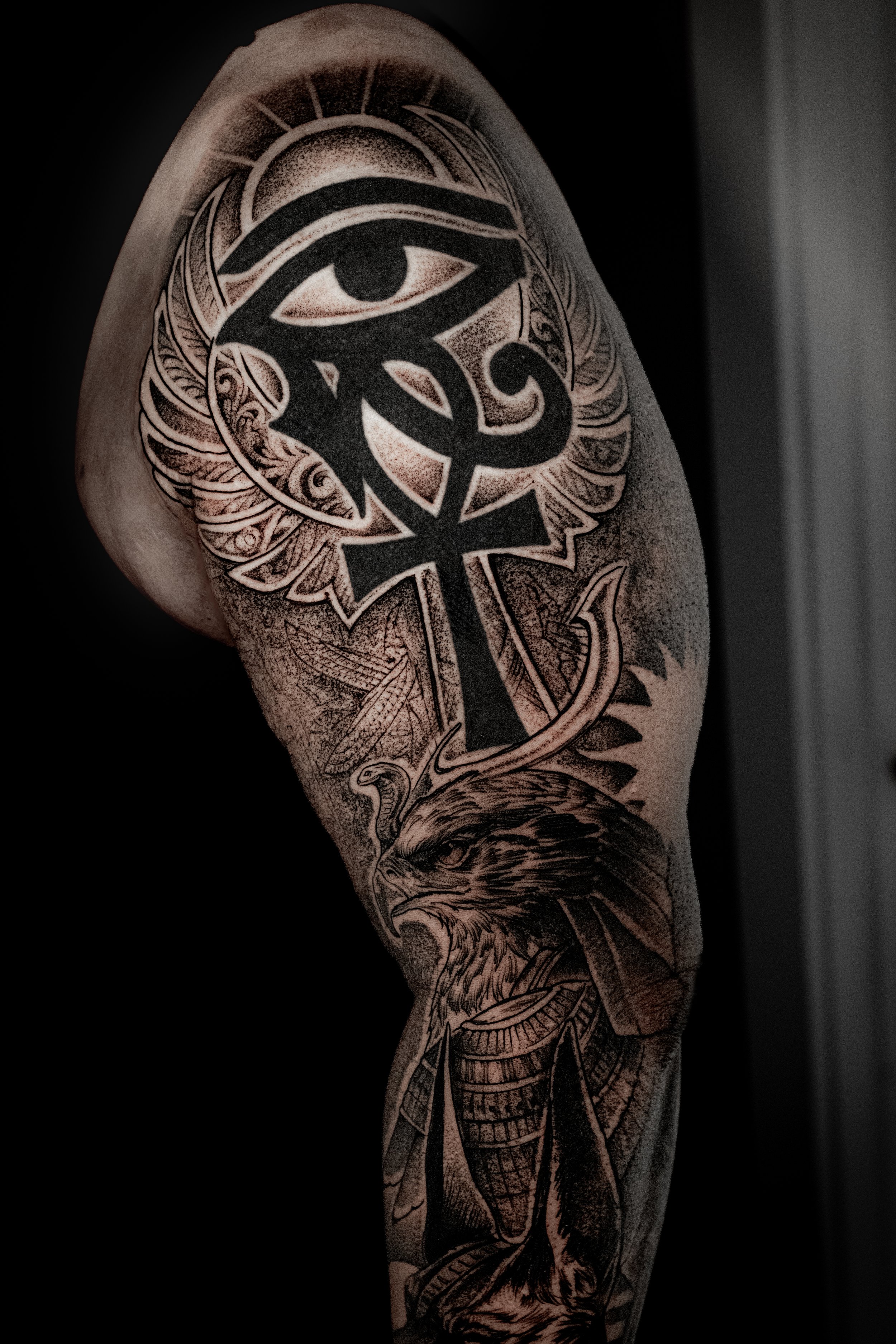 Eye of Horus Egyptian Sleeve Tattoo