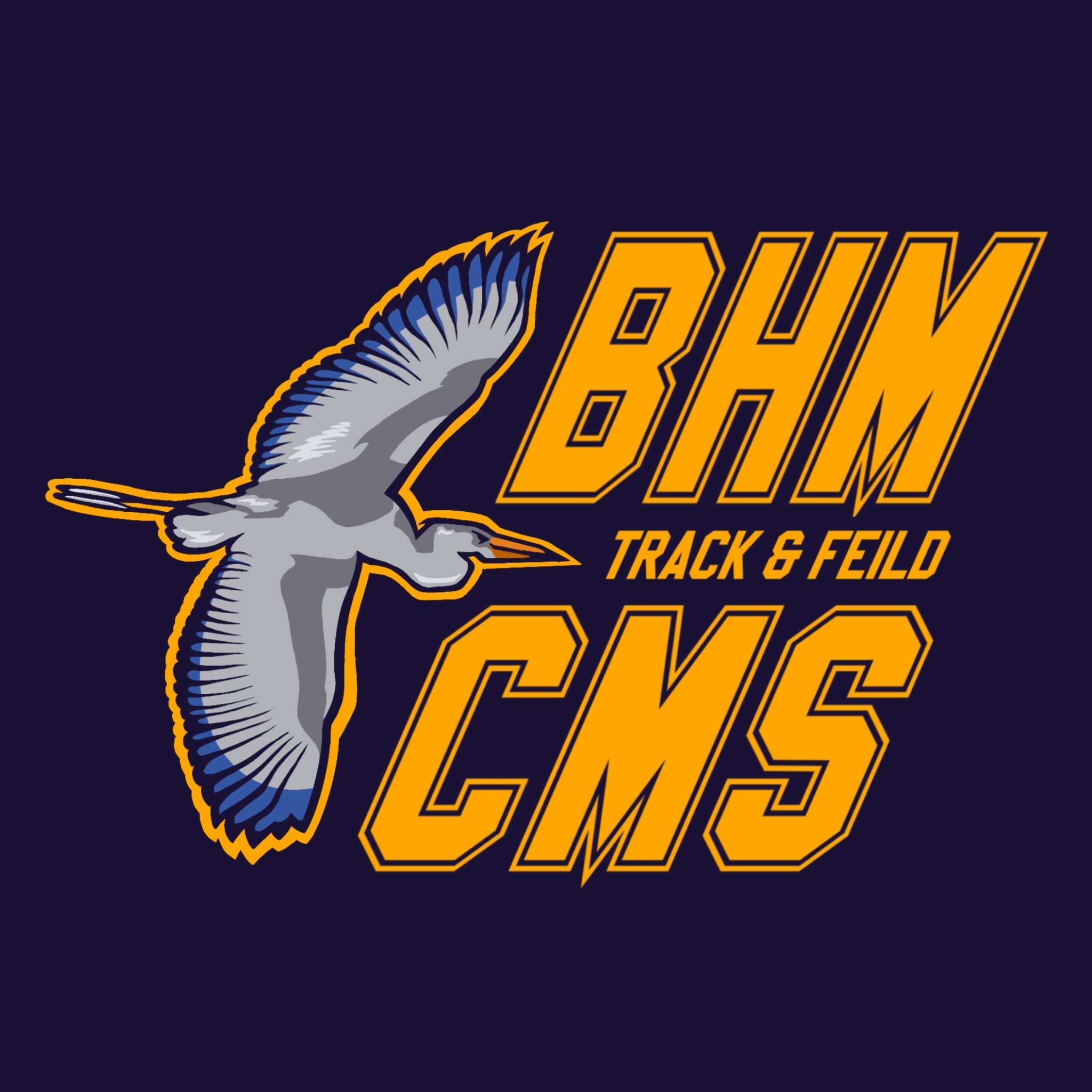 Custom Logo/Merch Design for the Blue Heron Middle School Track and Field Team, 2023
