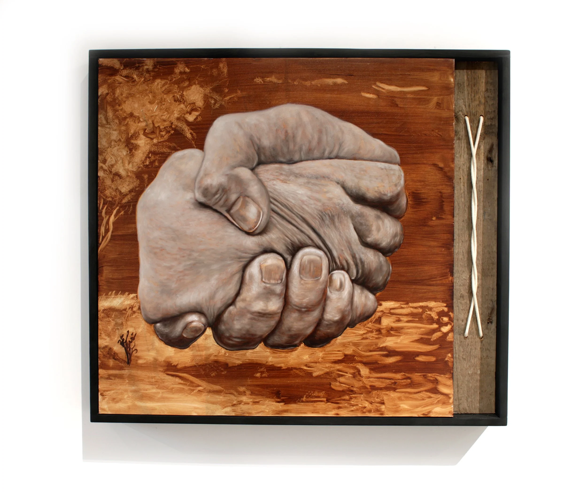 'Try once more and then once more again' - oil on linen, handmade wooden frame, 10mm rope - 0.9x0.8m - 2025/26