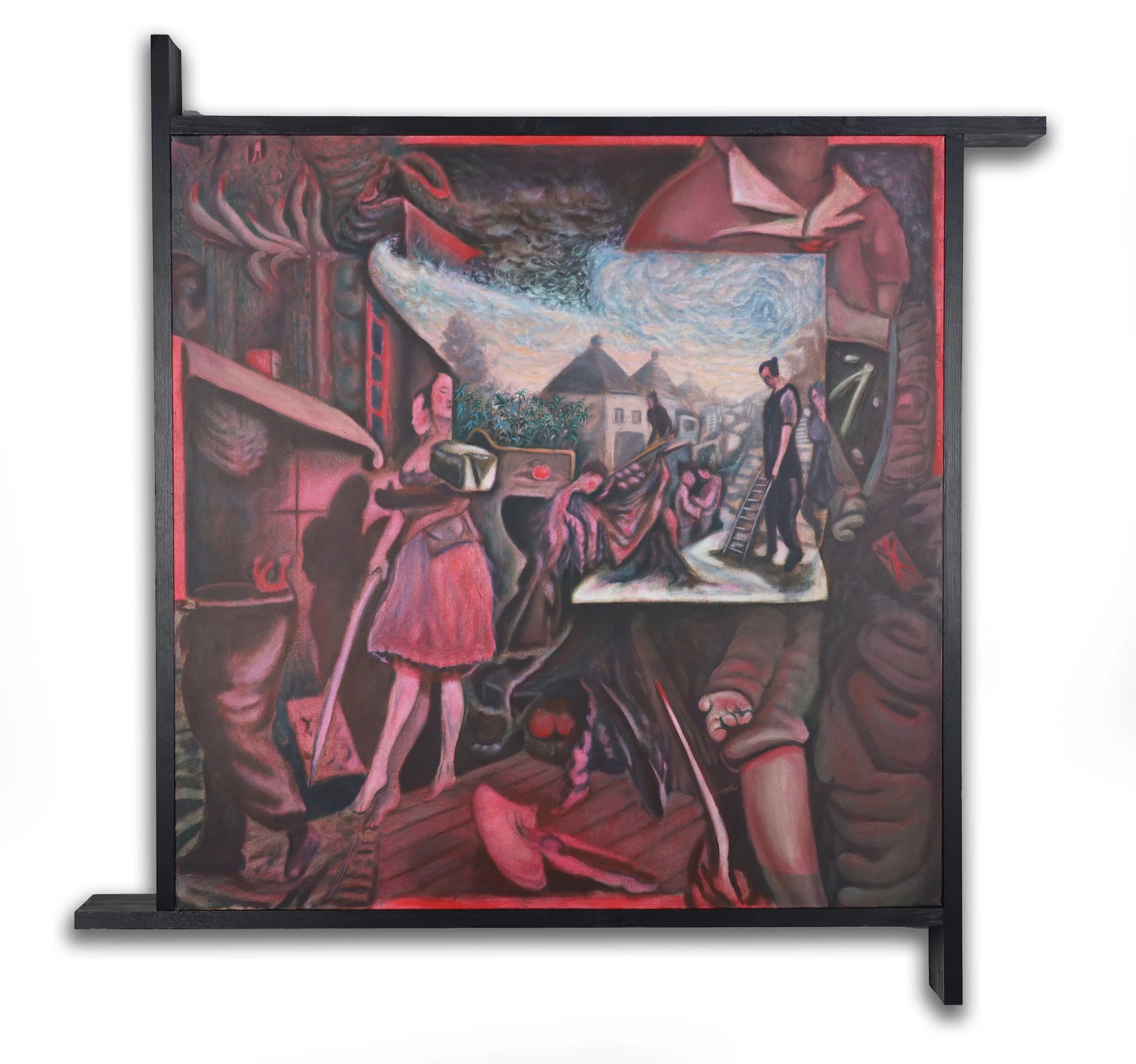 'Transformation is the only immutable truth' - oil on canvas, bespoke wood frame - 0.9x0.9m - 2025