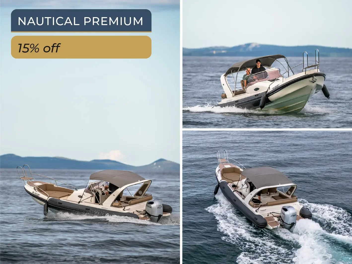 Luxury RIB boat rental in Zadar, Petrcane, and Vir island.
