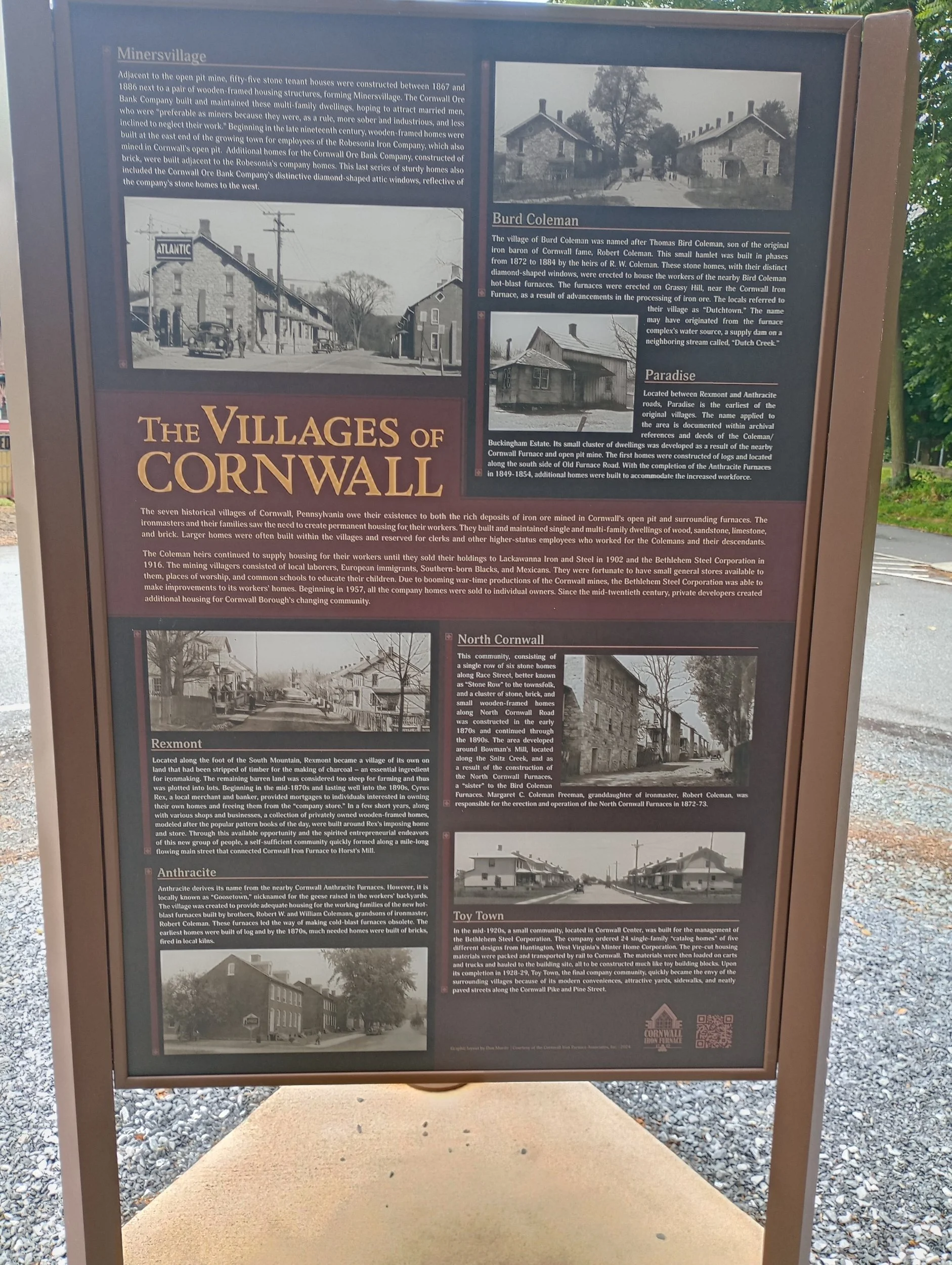 Signage about the Villages of Cornwall along the Lebanon Valley Rails to Trails, Lebanon, PA