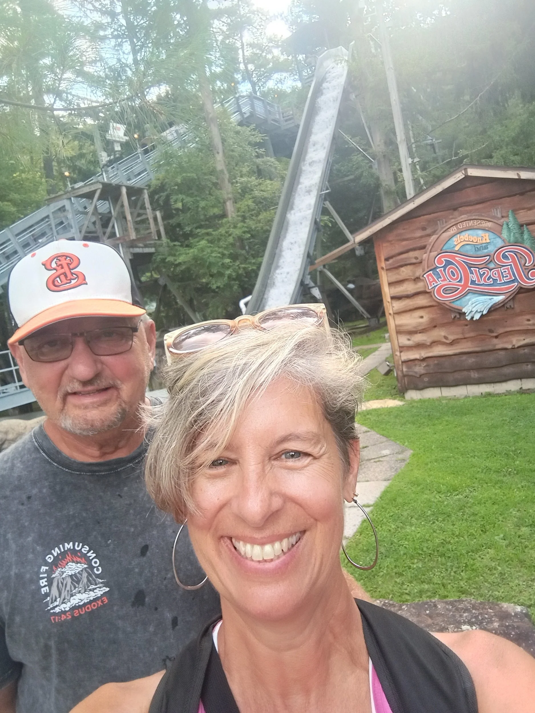 enjoying the log flume at Knoebels Amusement Resort