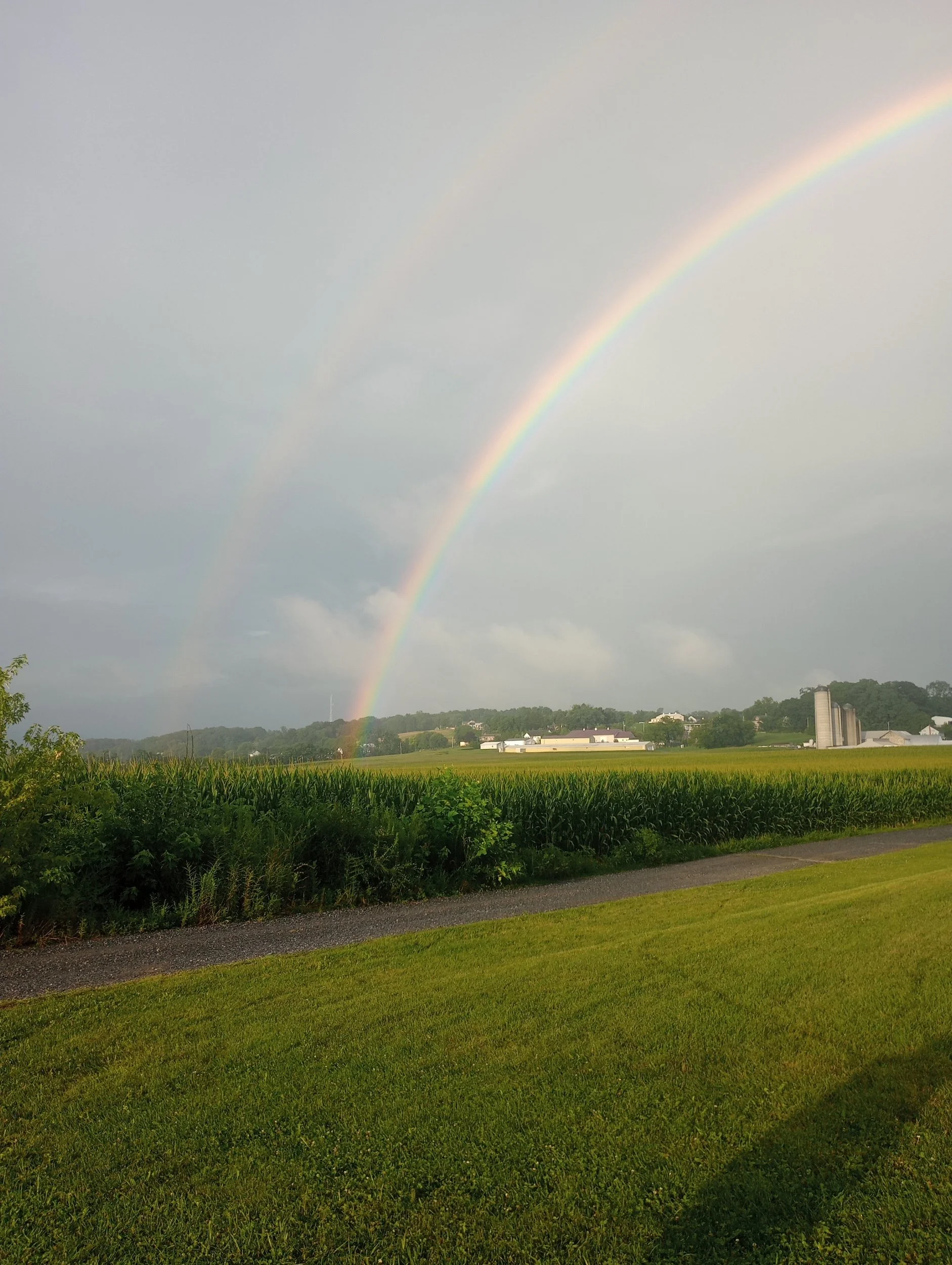 Double Rainbow over a farm in Lebanon County, PA