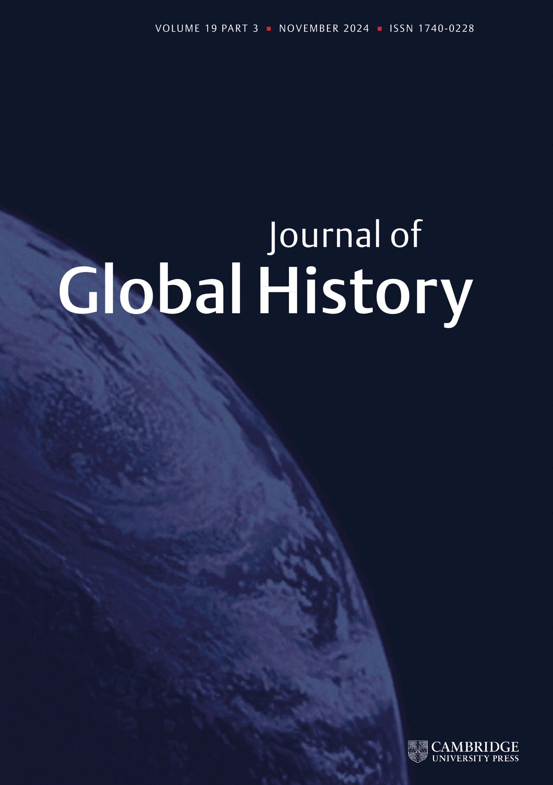 Cover page of 'Journal of Global History', published by Cambridge University Press, featuring an image of Earth from space.