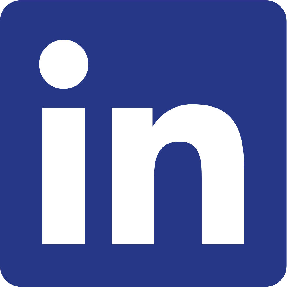 LinkedIn logo with black letters on a blue square background.