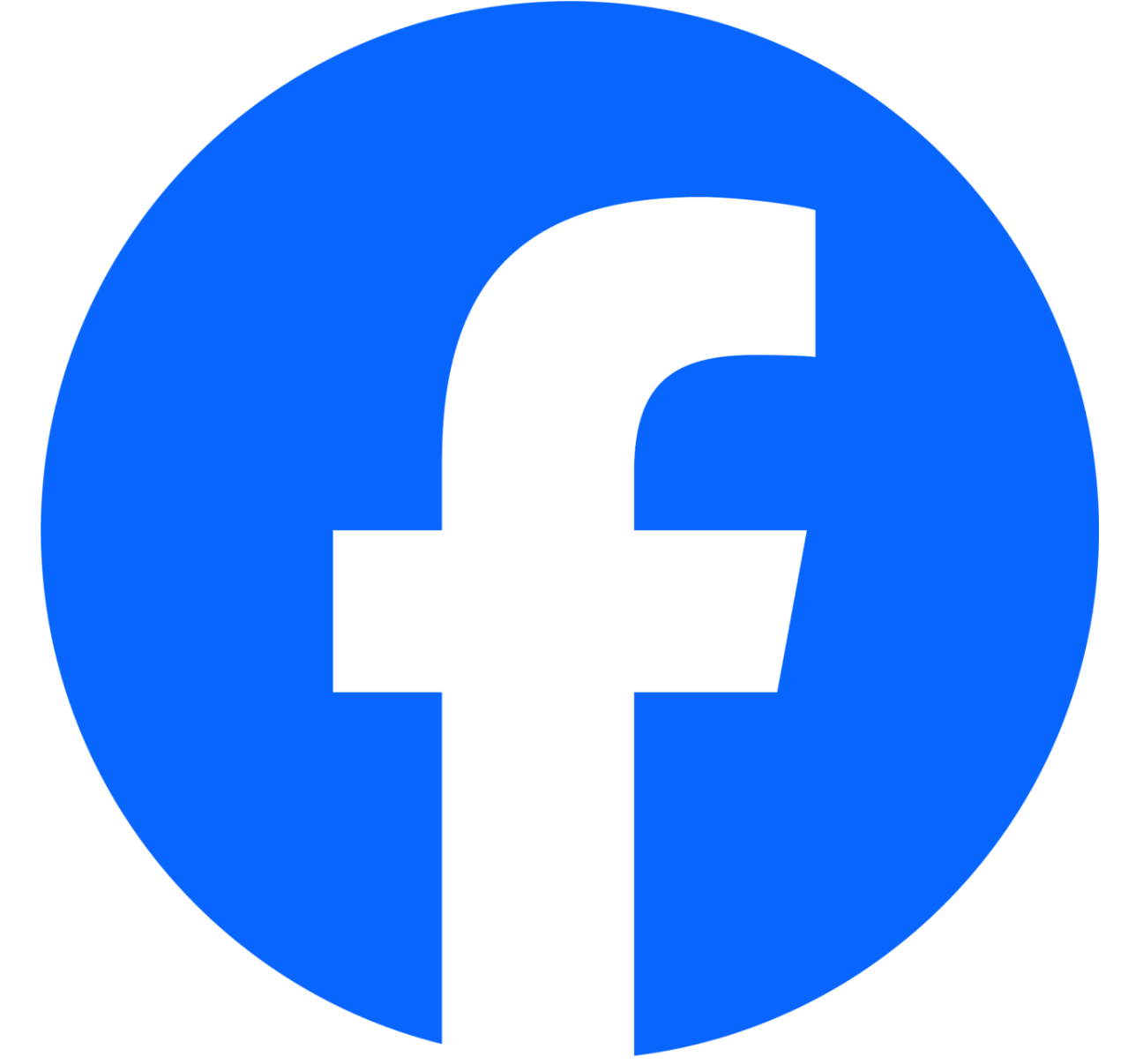 Facebook logo with a white lowercase 'f' inside a blue circle.