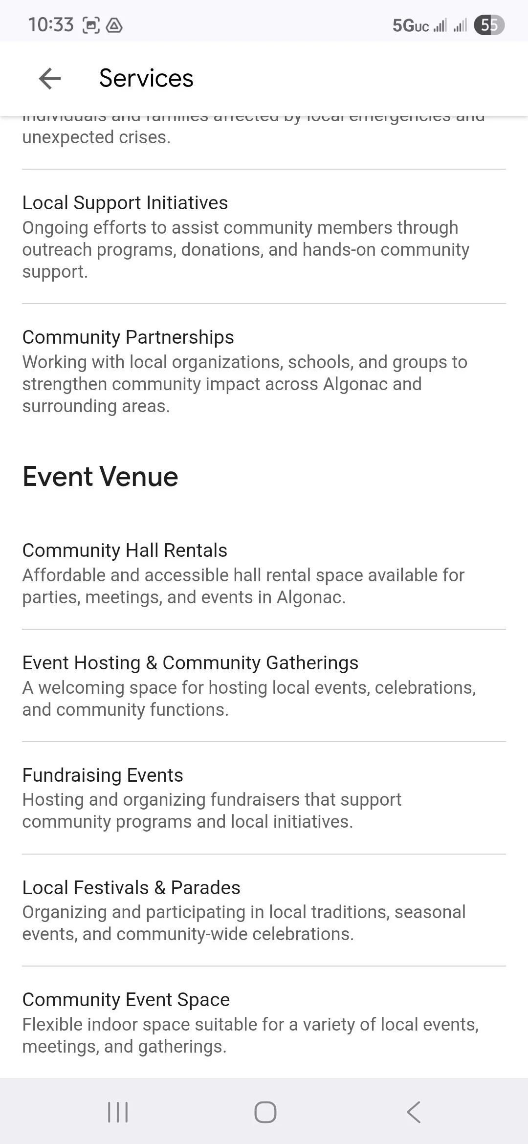 Maintained event space offerings while properly separating them from nonprofit services, creating a more balanced and accurate representation of the organization’s full capabilities.