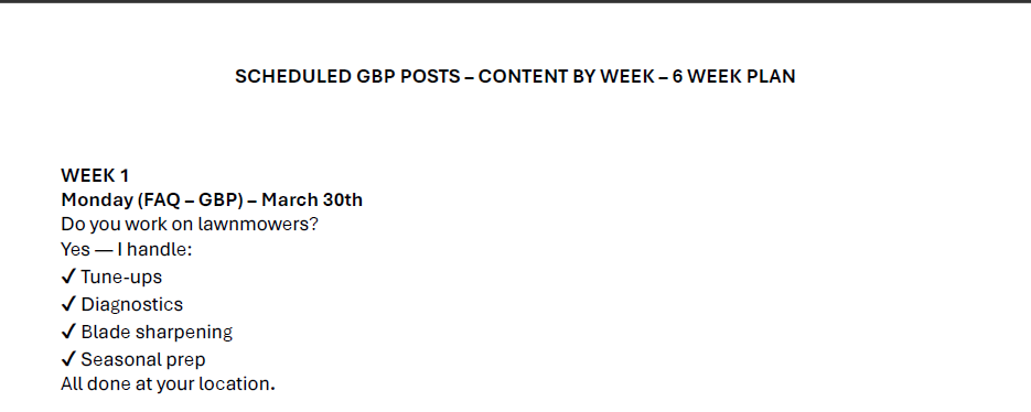 Developed and organized a consistent posting schedule to proactively answer common customer questions and maintain an active, informative business presence.