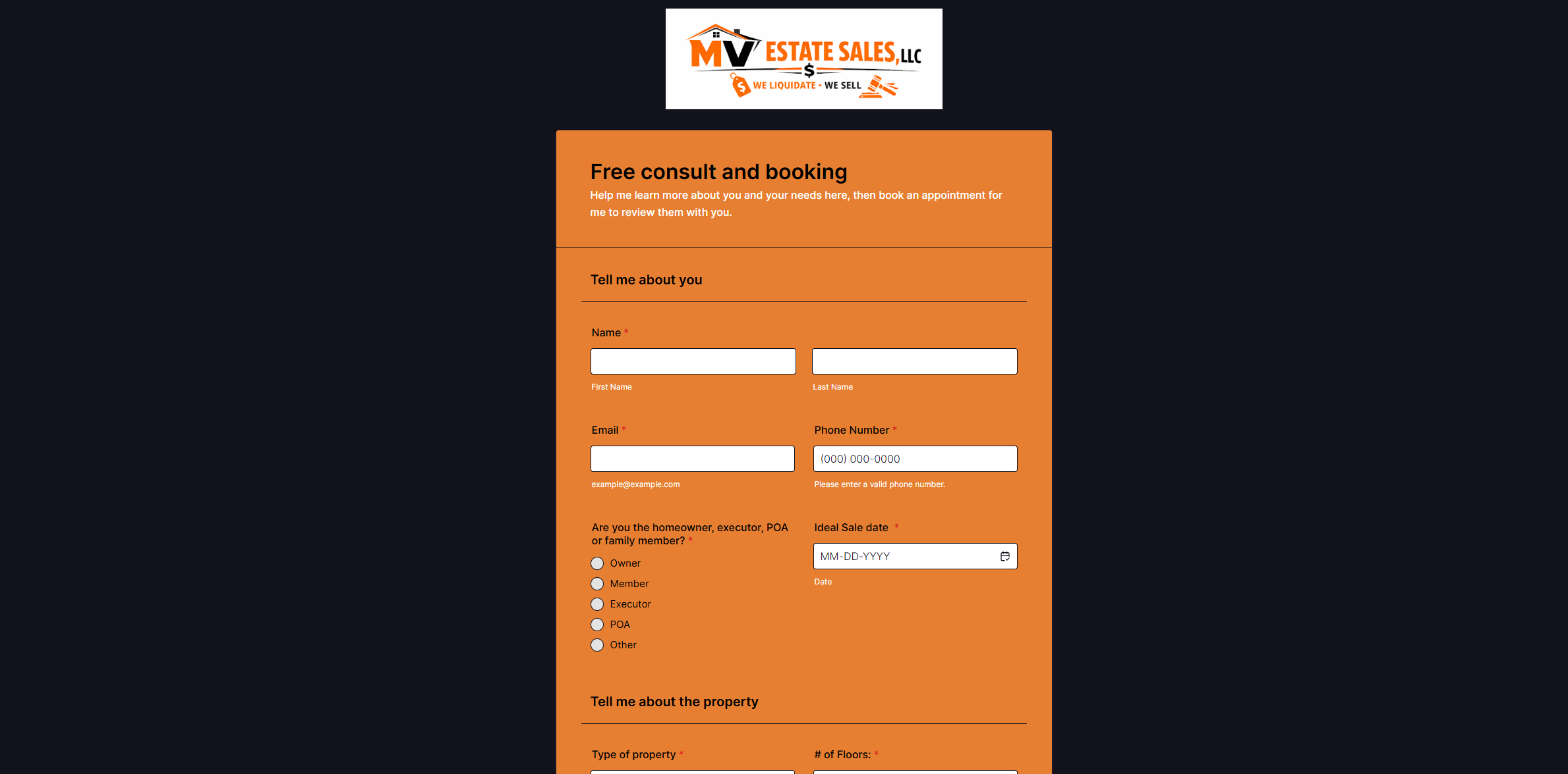 MV Booking Page