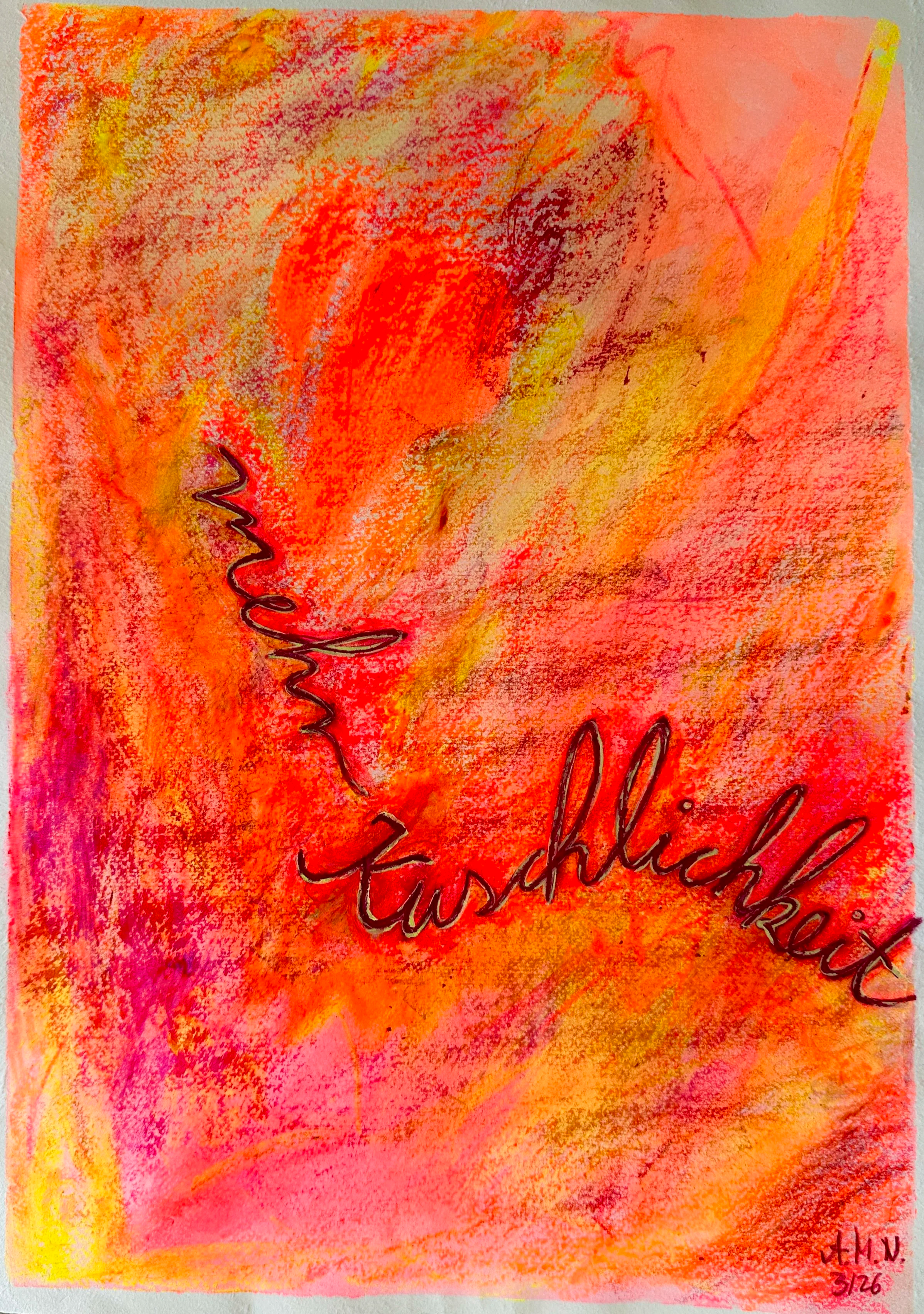 mehr Kuschlichkeit |
42 x 29,5 cm |
Mixed Media auf Papier |
2026