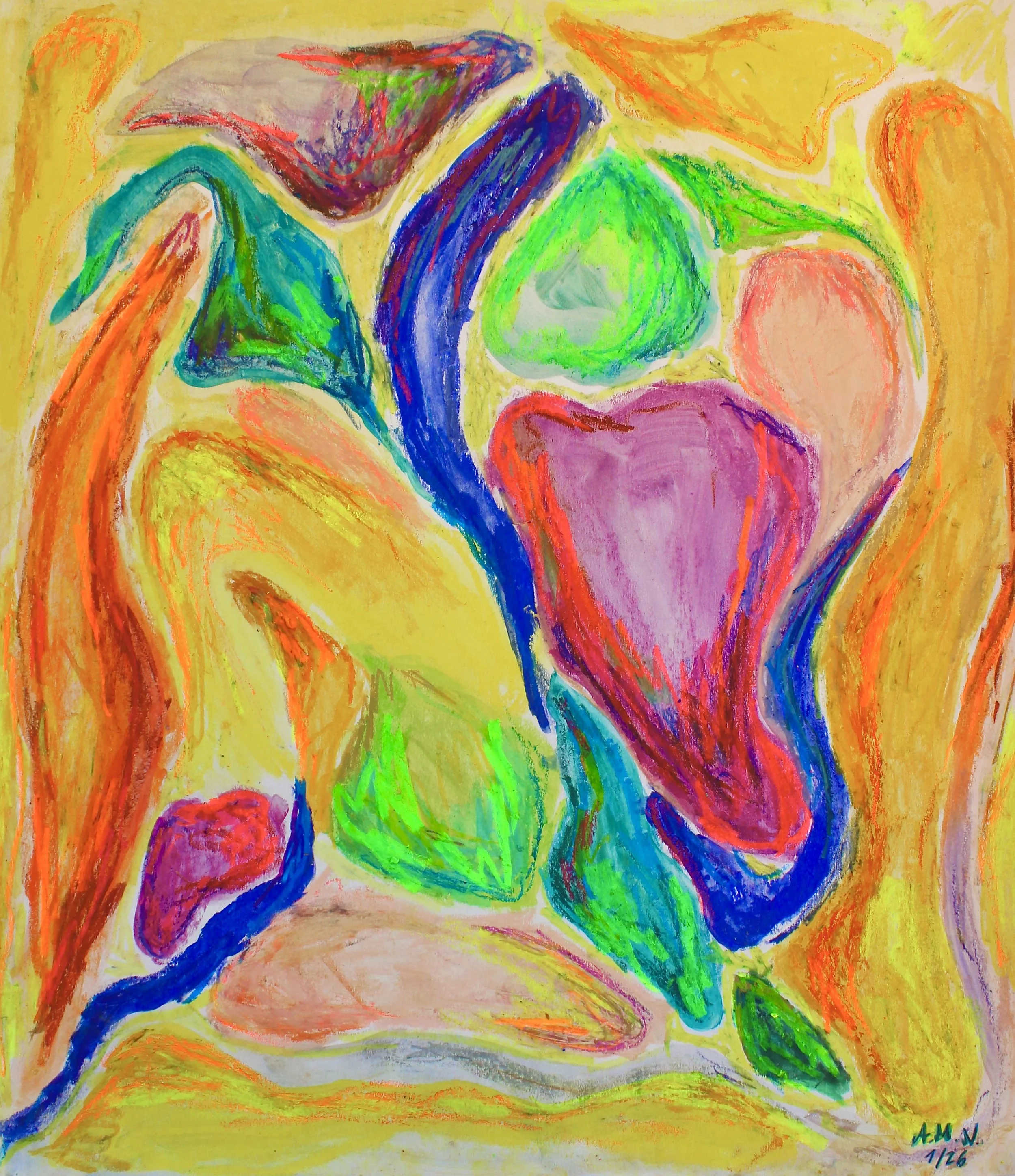 Neugieriges Gelb |
64 x 56 cm |
Mixed Media auf Chromokarton |
2026