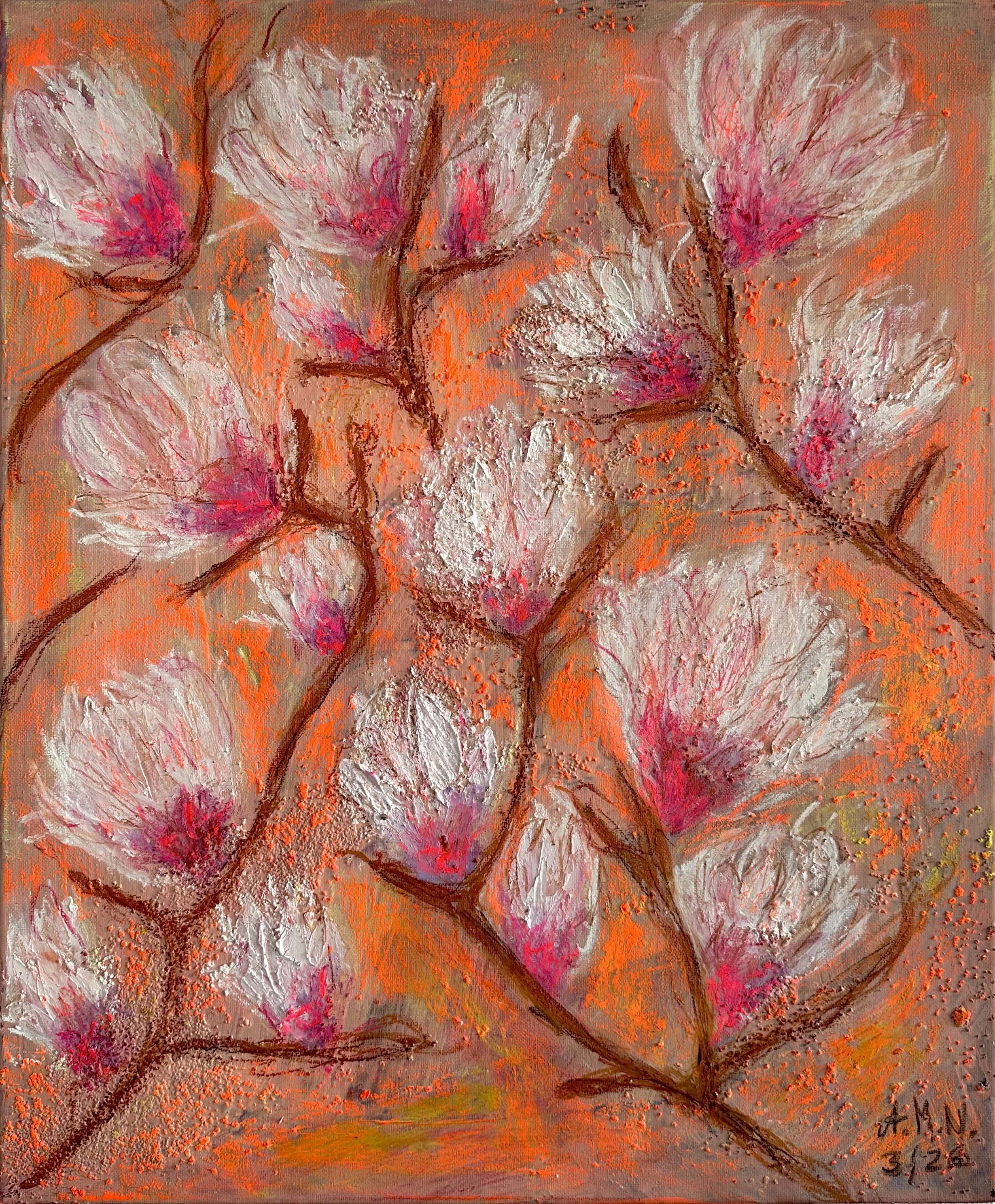 Naive Magnolie |
61 x 50 cm |
Mixed Media auf Leinwand |
2026