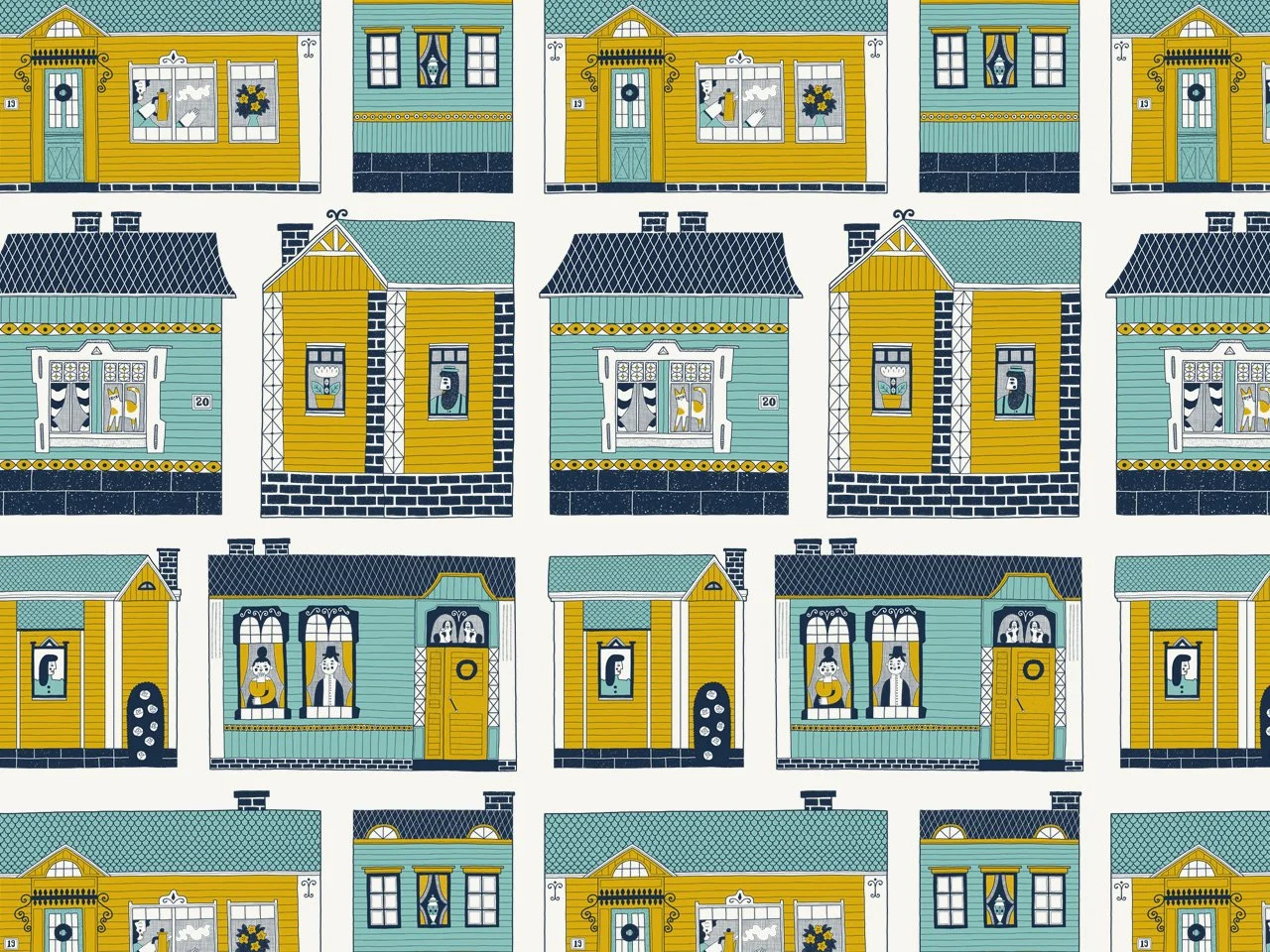 Vanha Raahe / Langin Kauppahuone 2019 / Kuosi- ja tuotekuvitussuunnittelu