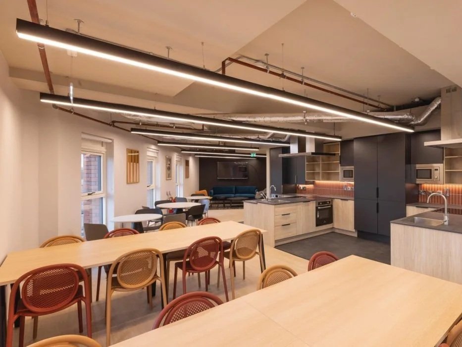 Location: Dx living Donnybrook, Dublin
Units: 86 studio apartments. 
Works carried out: Assisting with the first and second fixes. Working alongside the main contractor doing the hallways and common areas.