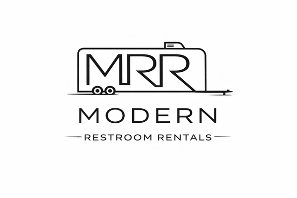 Logo for MR R Modern Restroom Rentals, featuring a stylized trailer with the initials 'MRR' and text 'MODERN RESTROOM RENTALS' underneath.