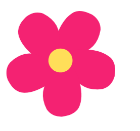 A pink flower with five petals and a yellow center.