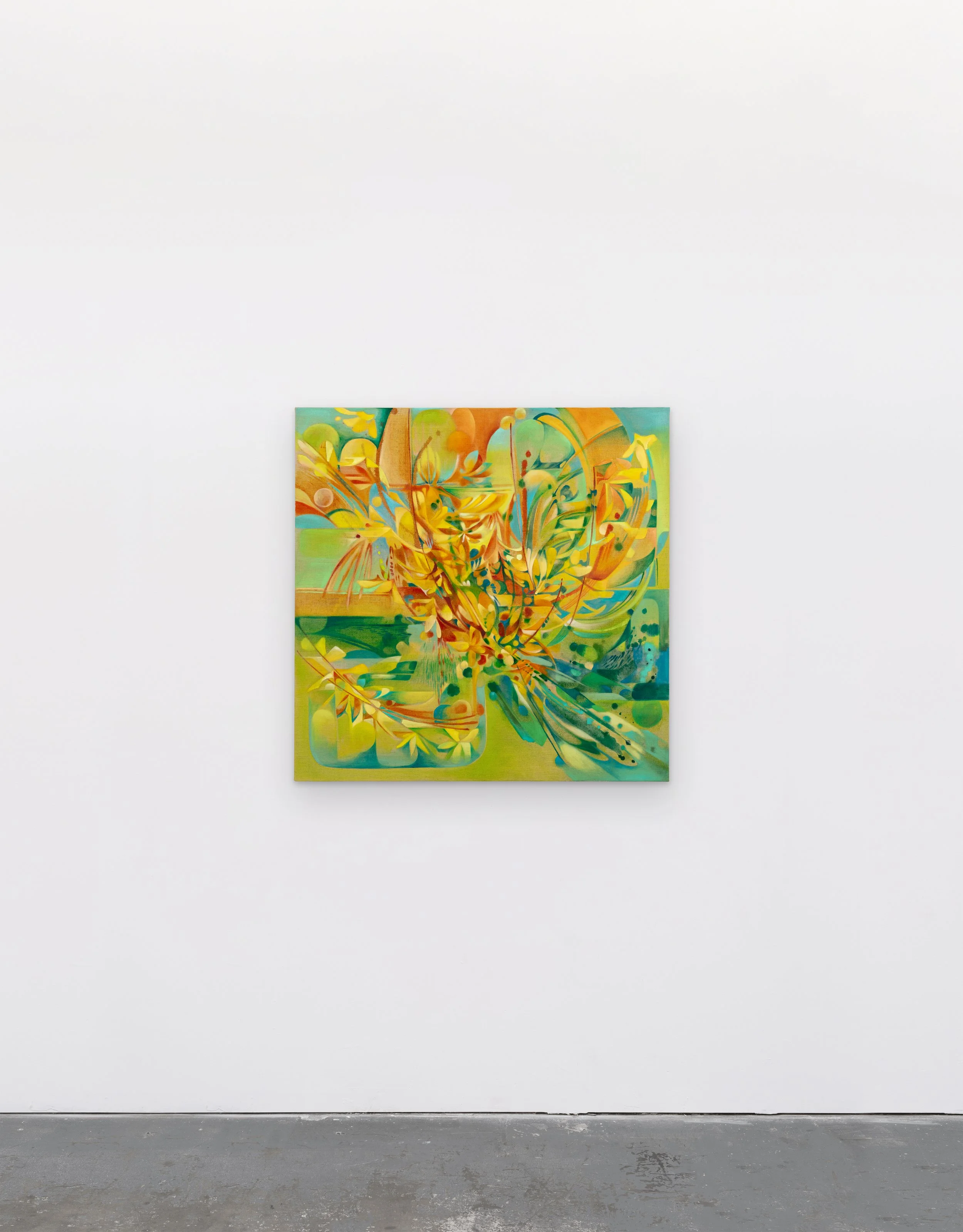 Forsythia, 2025
Distemper and oil on linen, 100 x 100 cm
