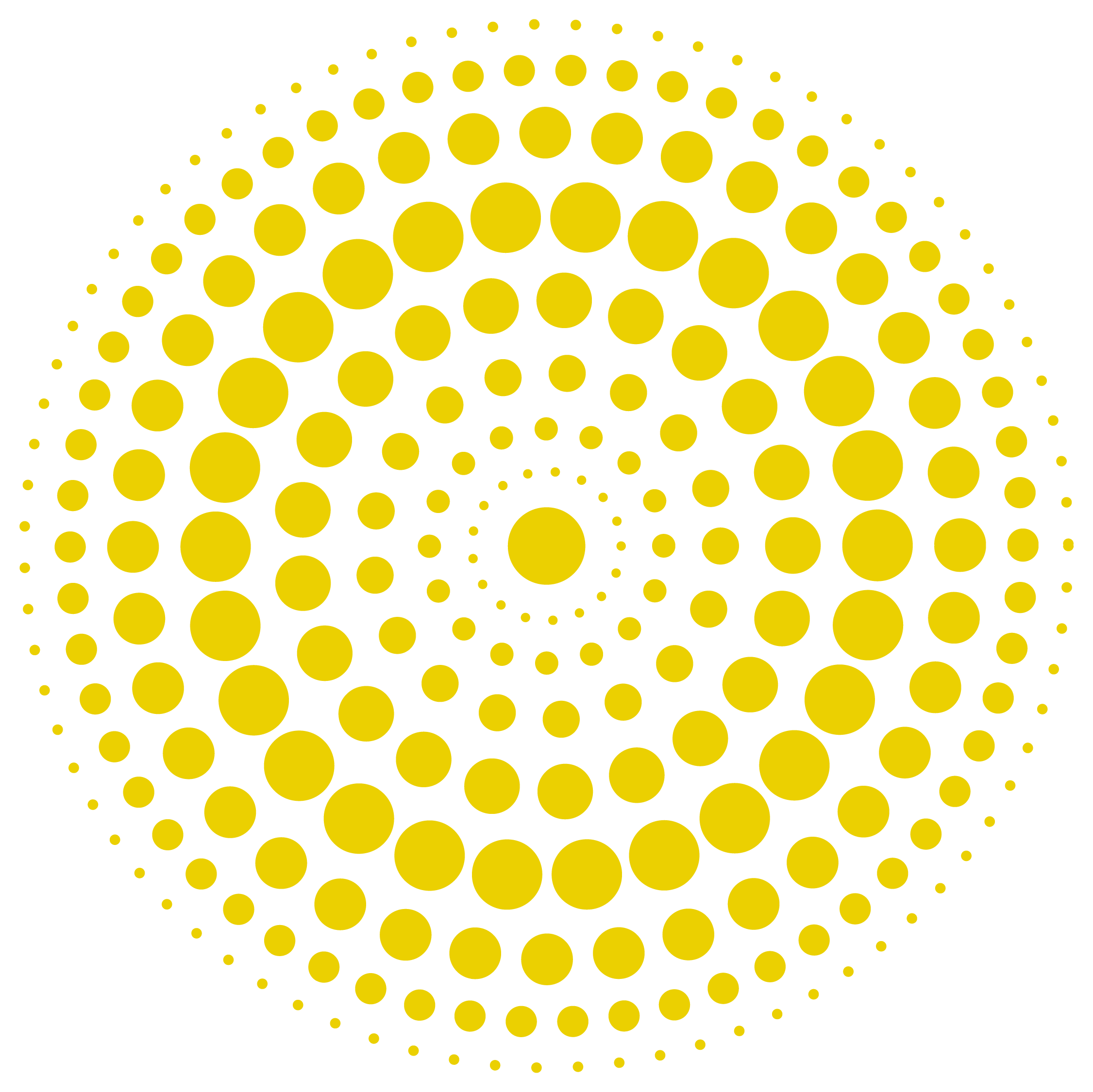 Schema di punti gialli disposti in un motivo a cerchio su sfondo nero.