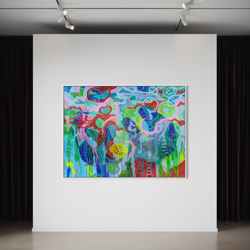 Dipinto "Incontro 0" di Giada Bianchi, acrilico su tela.