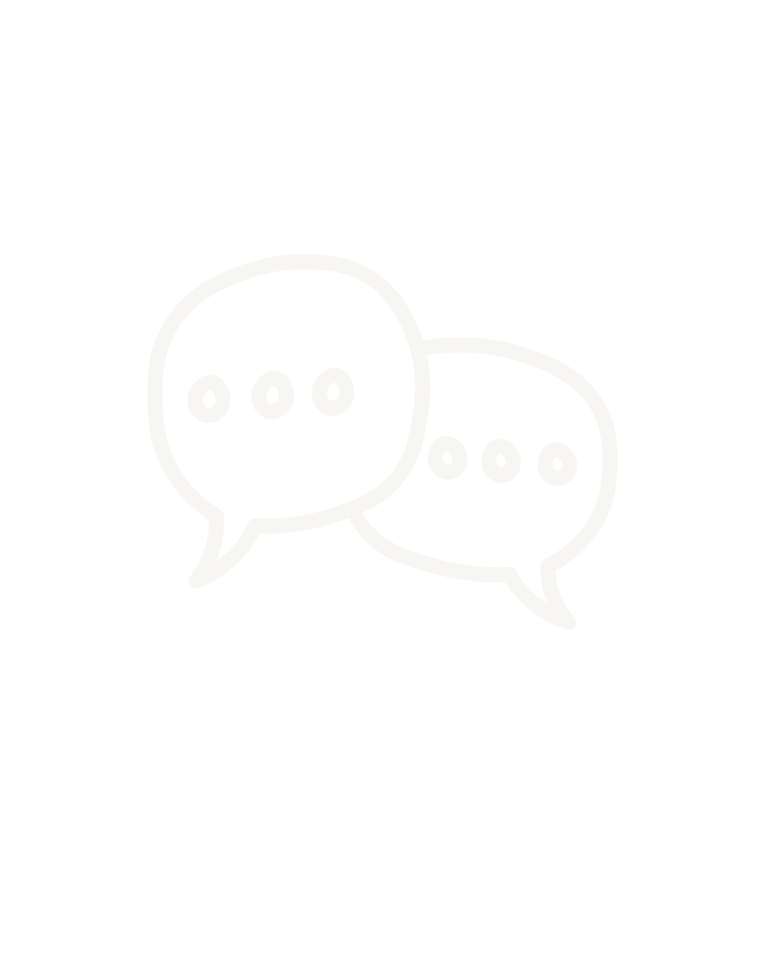 Two speech bubbles with three dots each, representing conversation or messaging, on a black background.