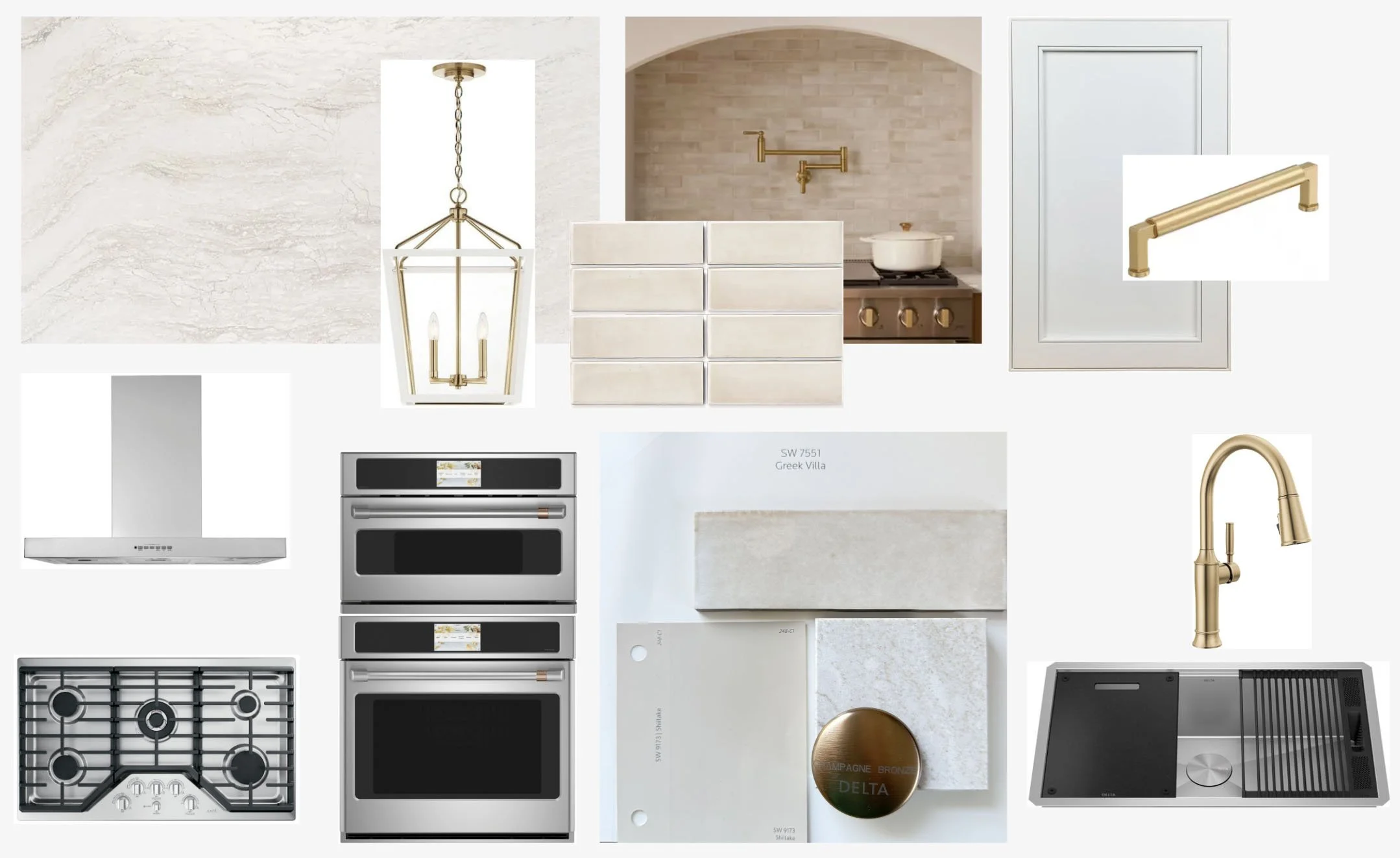 Interior design spread for high-end kitchen materials