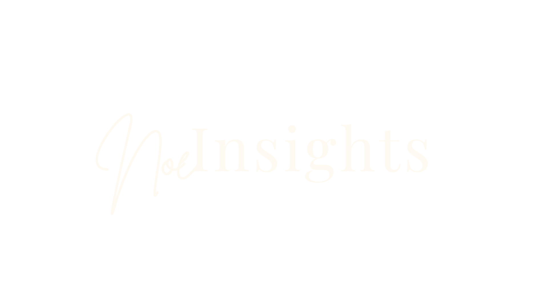 Texte blanc sur fond noir : "No insights" avec une typographie élégante et cursive pour "No" et une police simple pour "insights".