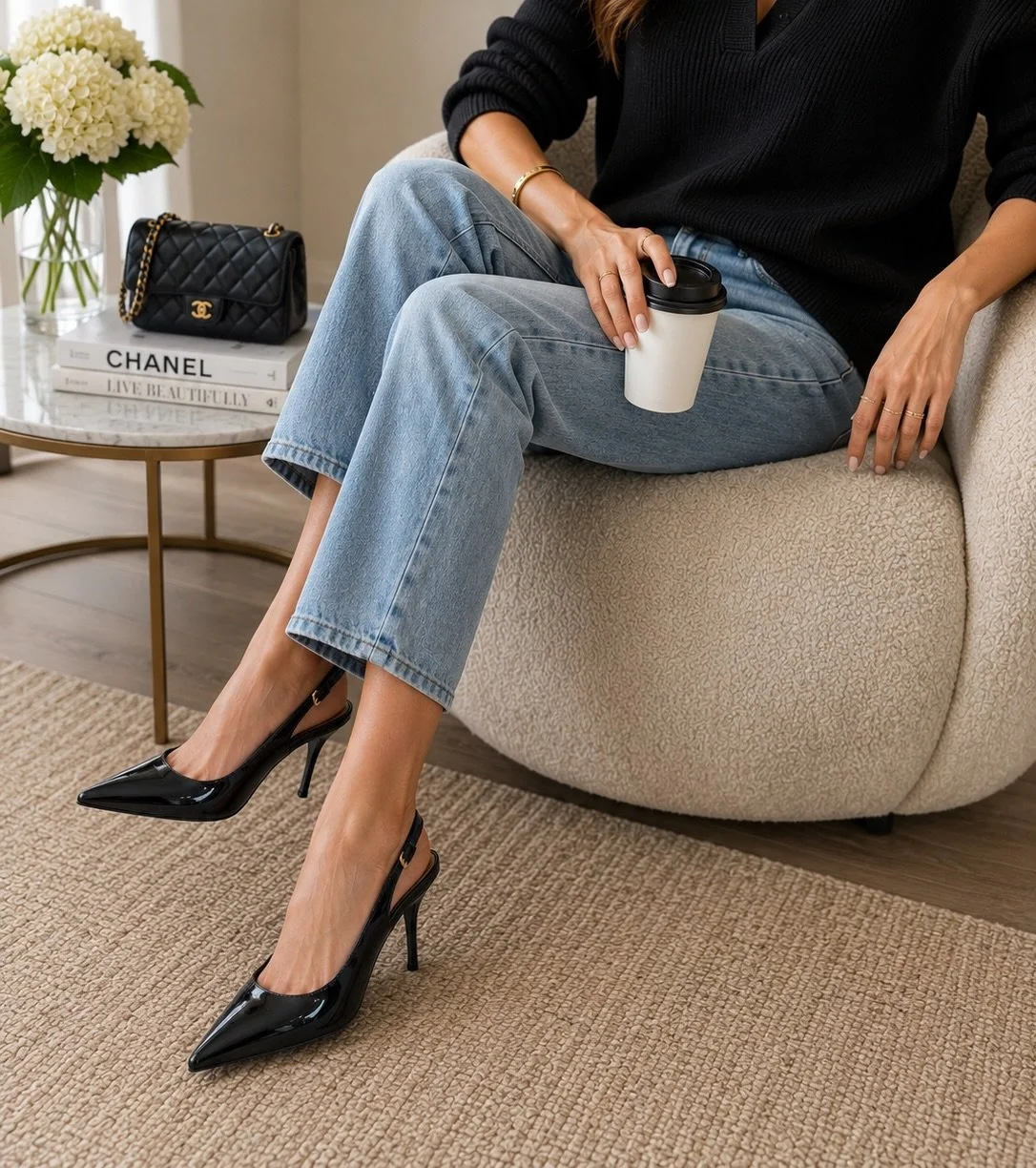I feel like these belong on one of the Sex in the Ciry characters they are so chic, classic and every season and year over year style!

Larroud&eacute; x Altuzarra black patent pointed-toe slingback heels Size 9 $150