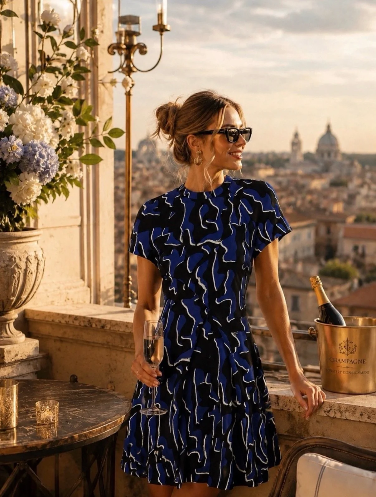 Proenza Schouler Blue Short Sleeve Cocktail Dress Size 2 $250