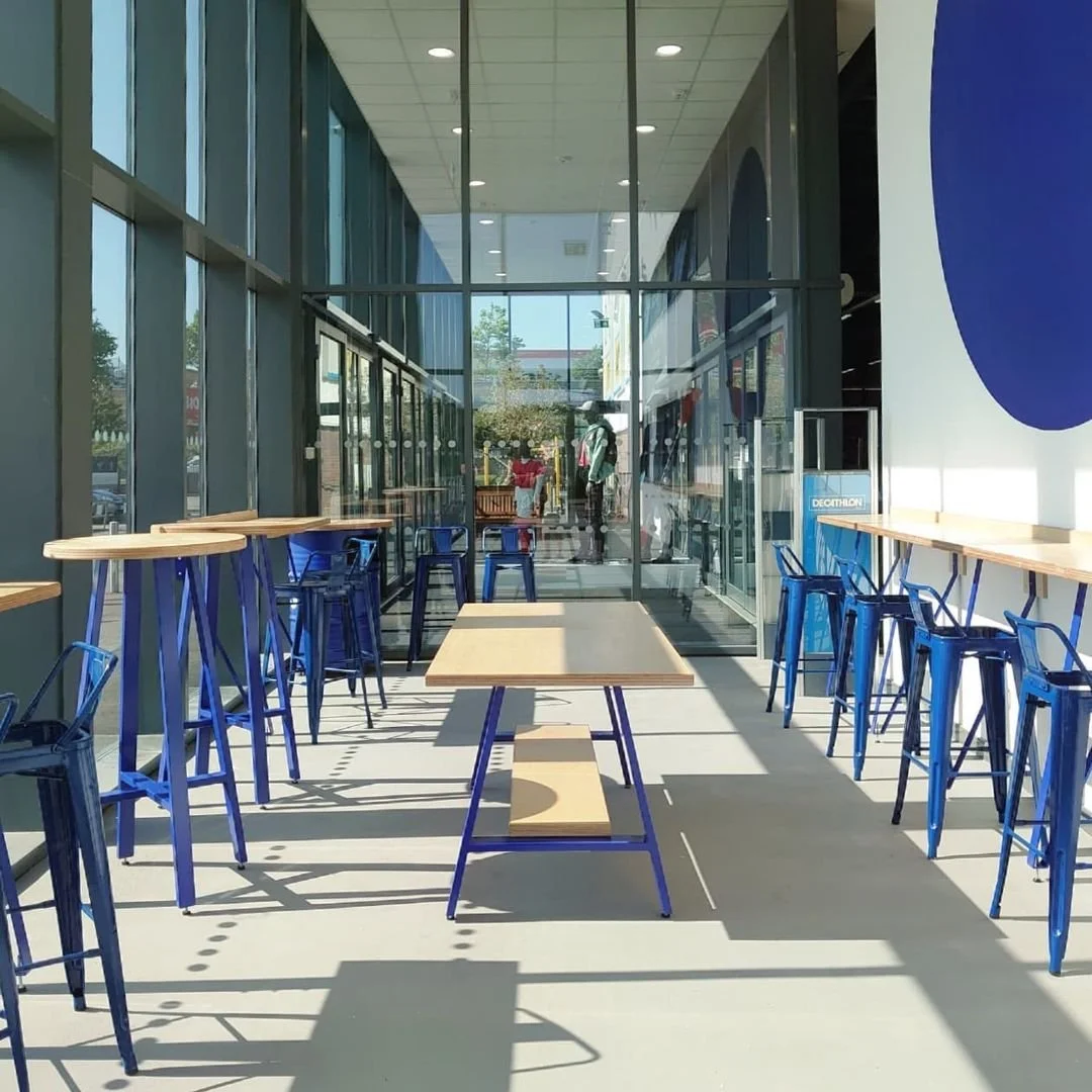 Powder coated tables and chairs