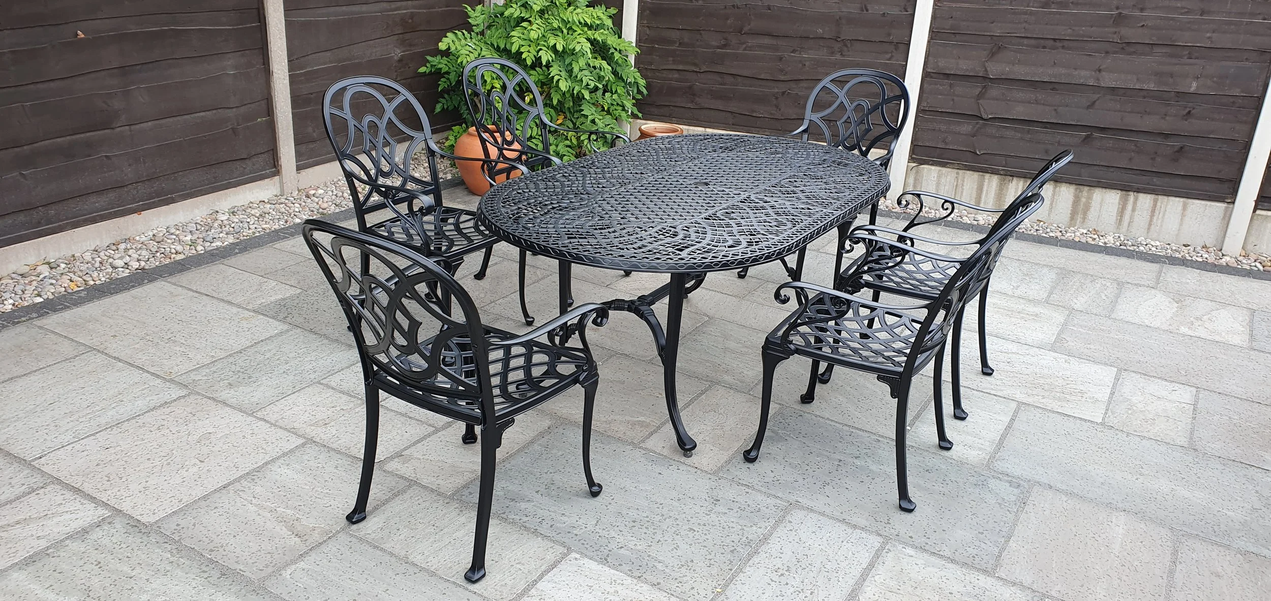 Matt black garden furniture
