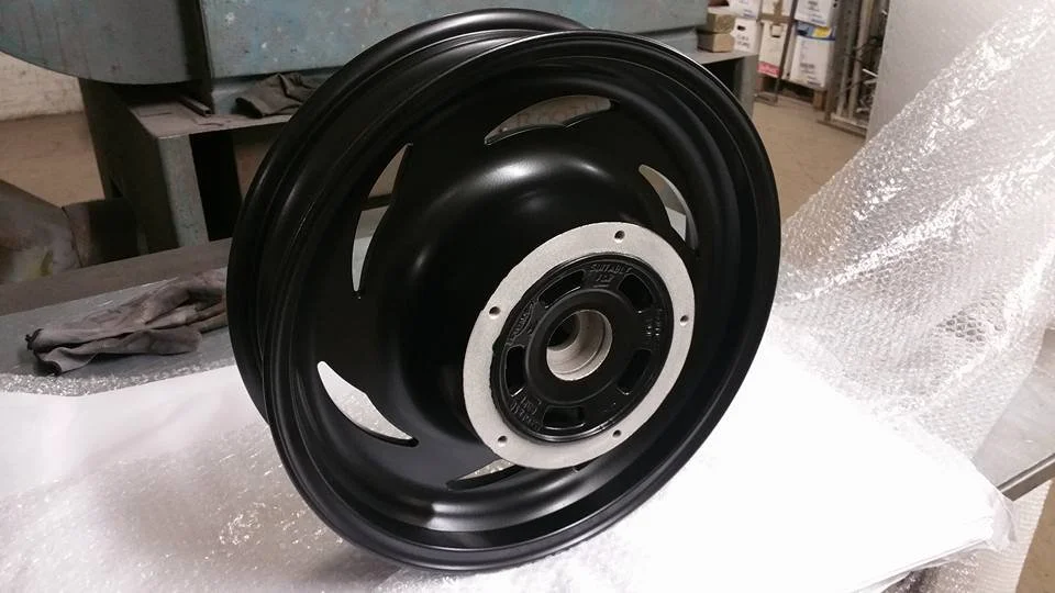 Matt black motorcycle wheel