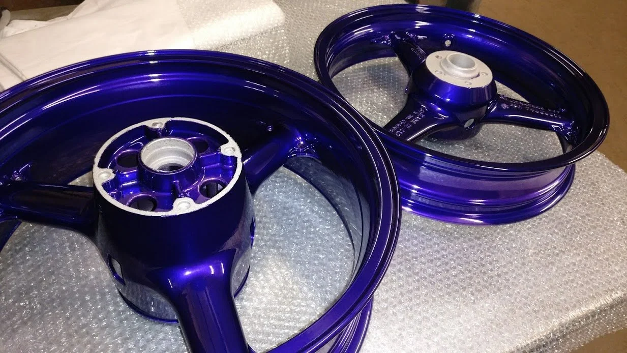 Candy purple motorbike wheels
