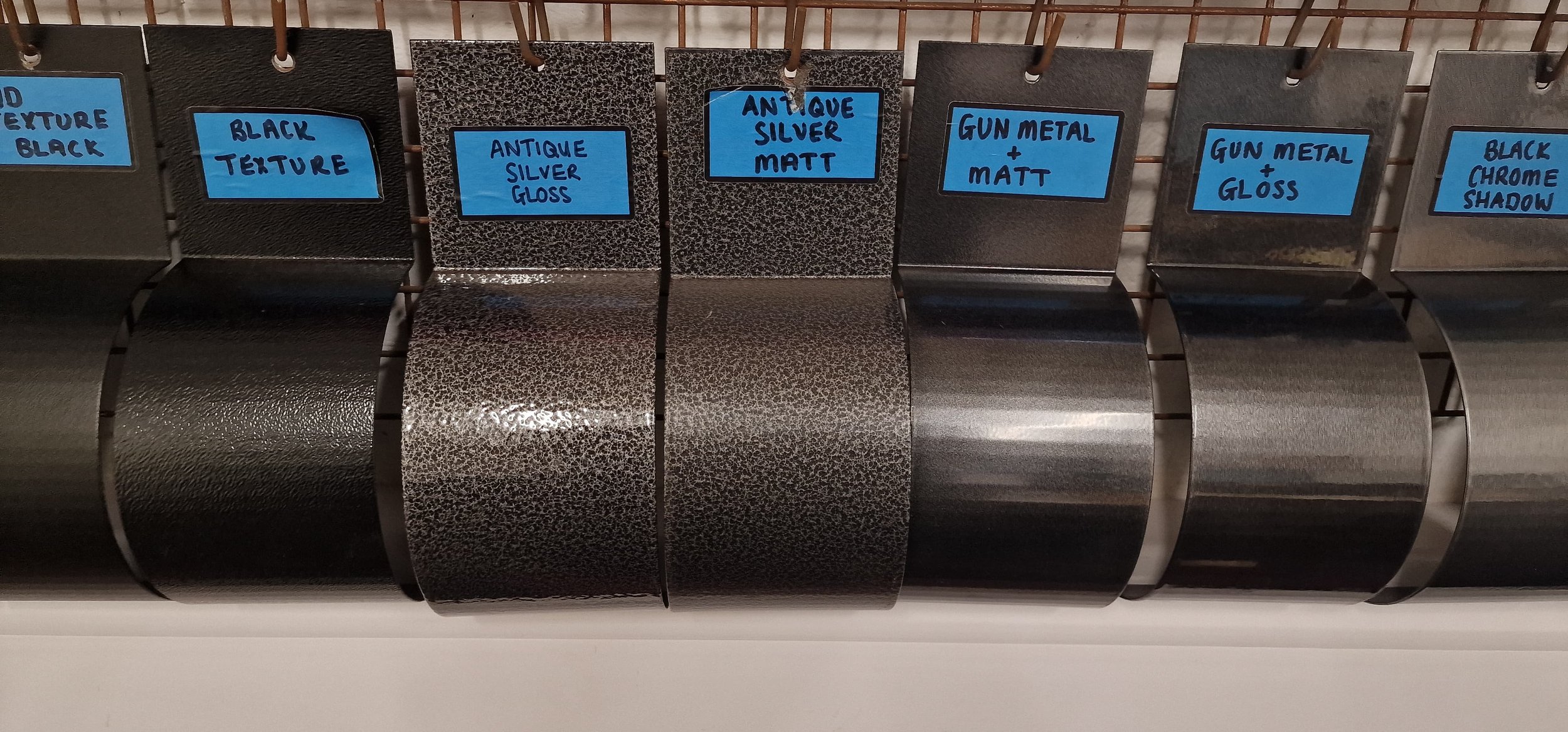 Black and gunmetal sample plates