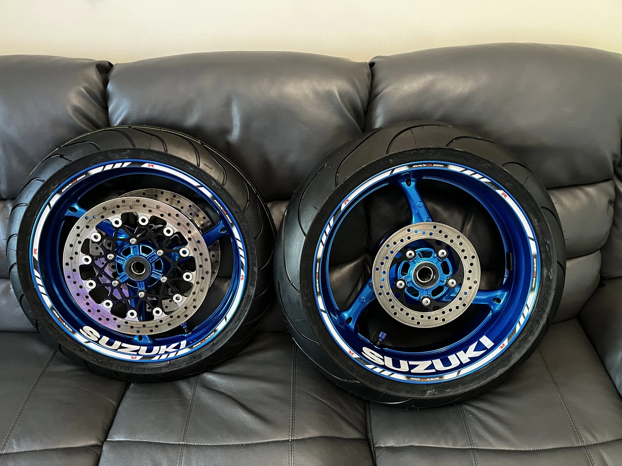 Candy light blue motorcycle wheels