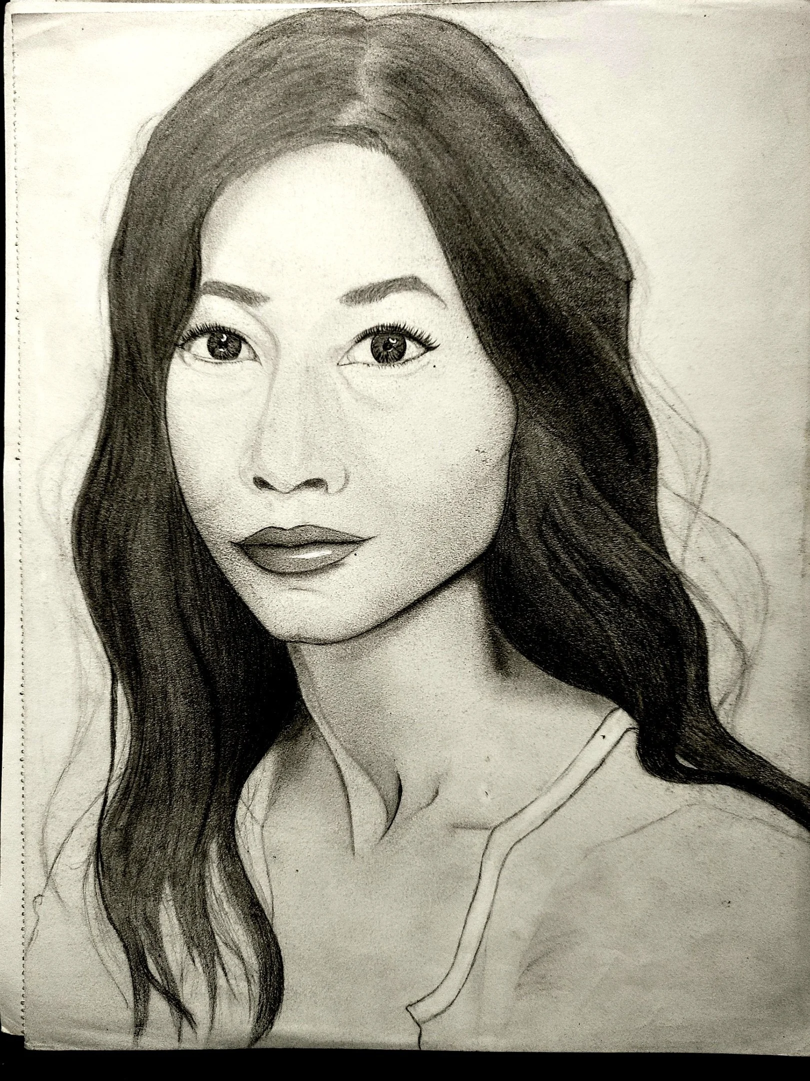 Personal artwork from 2016.
Graphite pencil on paper.
Artwork depicts an Asian woman in her mid-30s.