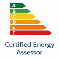 Energy efficiency rating chart ranging from A (most efficient) to F (least efficient) with the label 'Certified Energy Assessor' below.