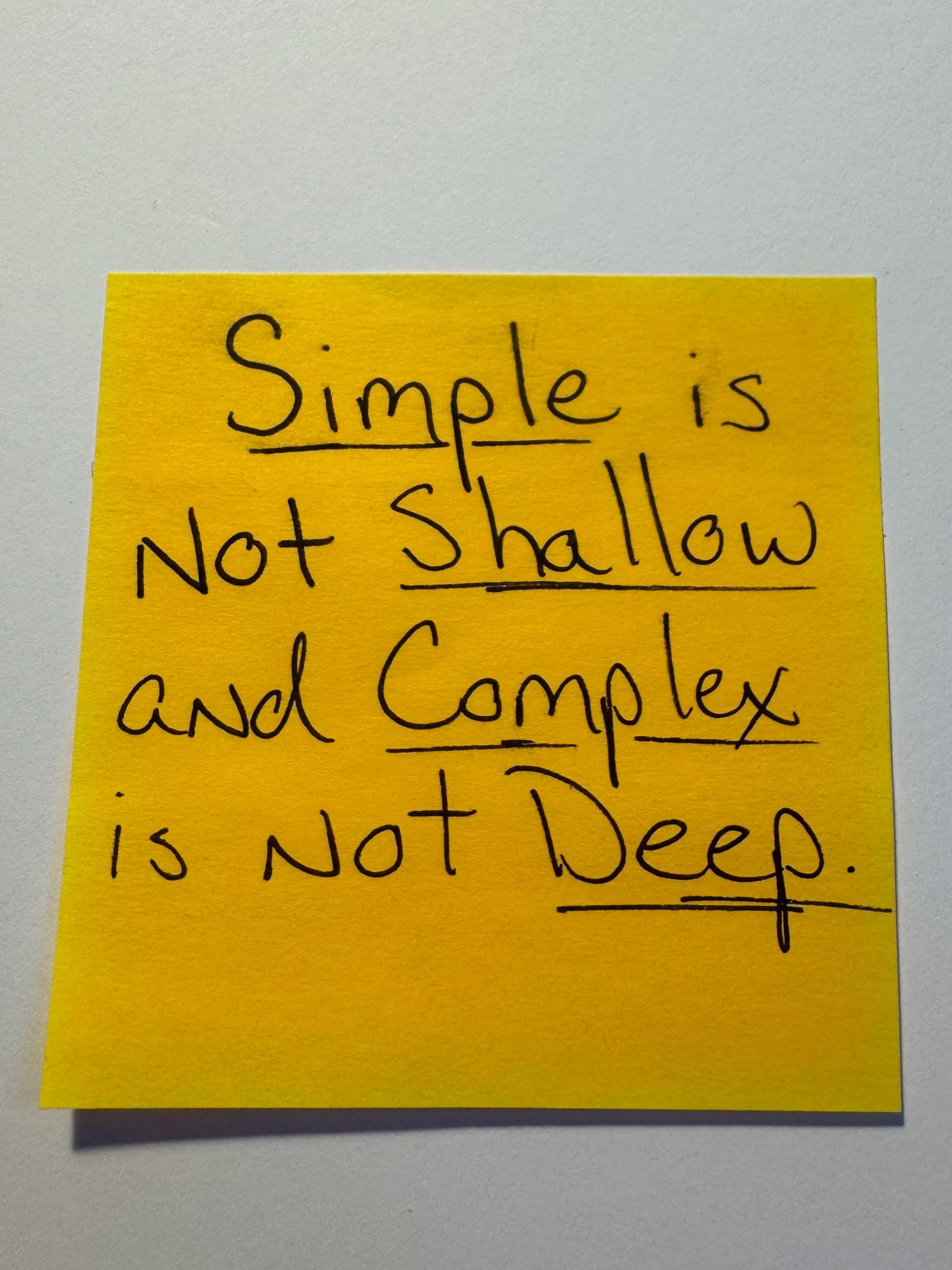 Simple is not Shallow and Complex is not Deep