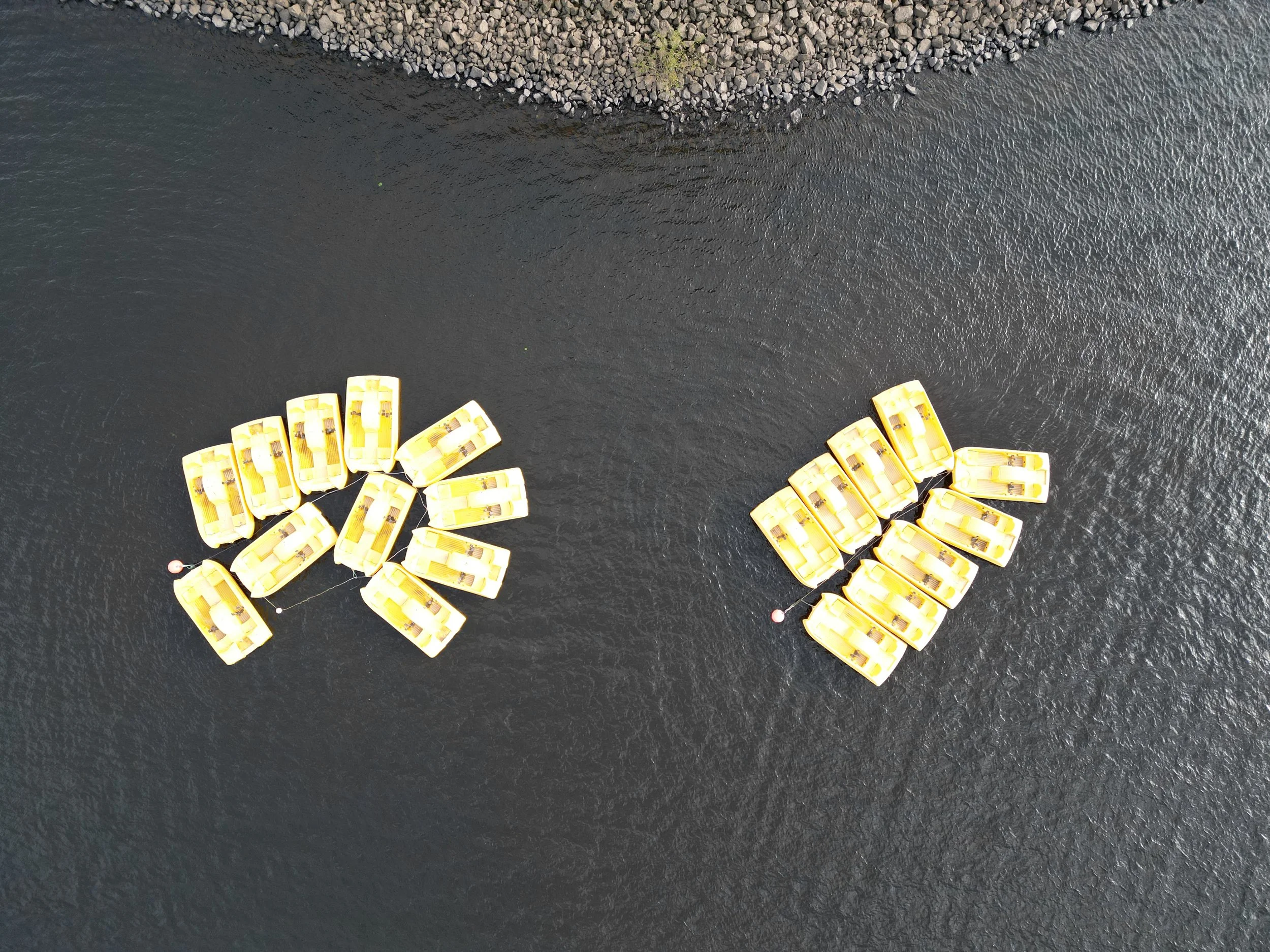 Arial image of pedalo moorings at Loch Lomond Shores